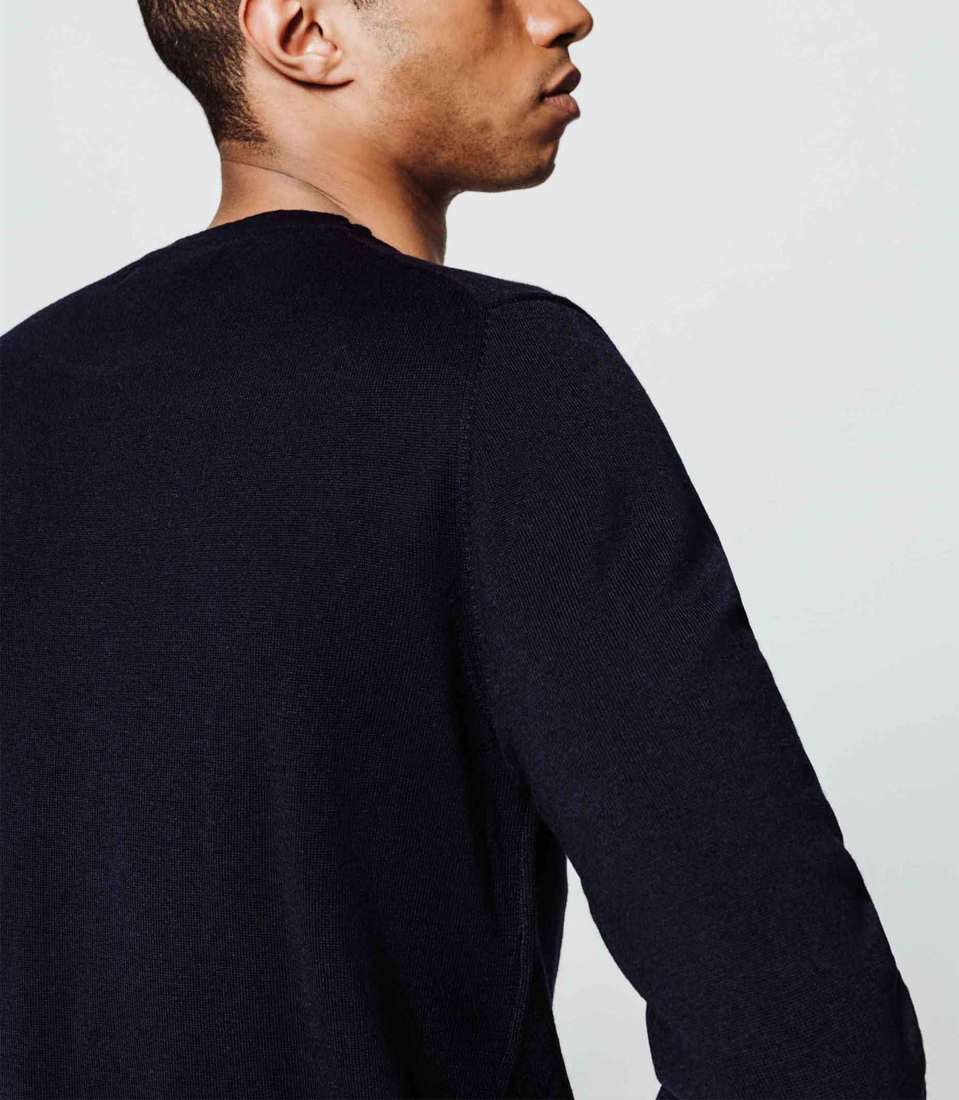 Pull col rond mérinos marine - Image 3