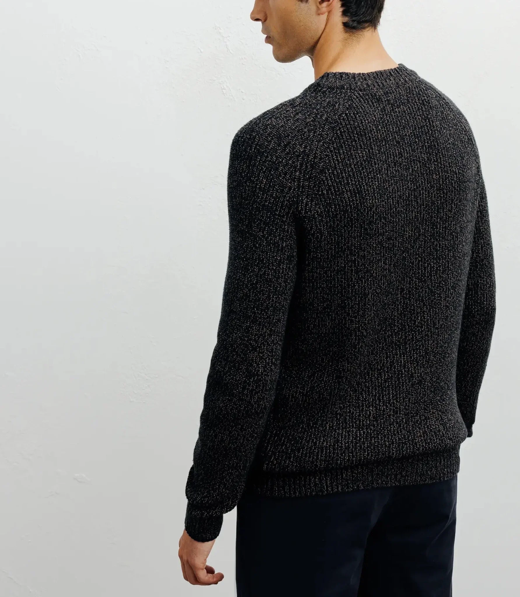Pull col rond mouliné marron - Image 4