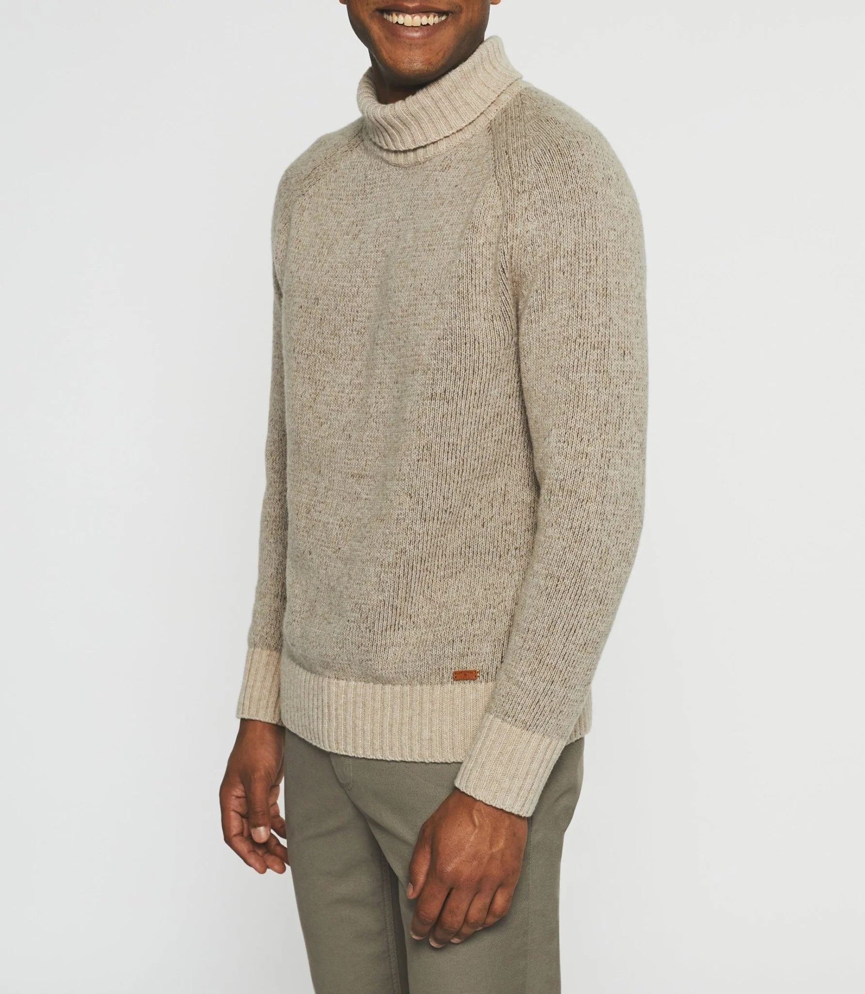 Pull col roulé en laine beige BELMO - Image 2
