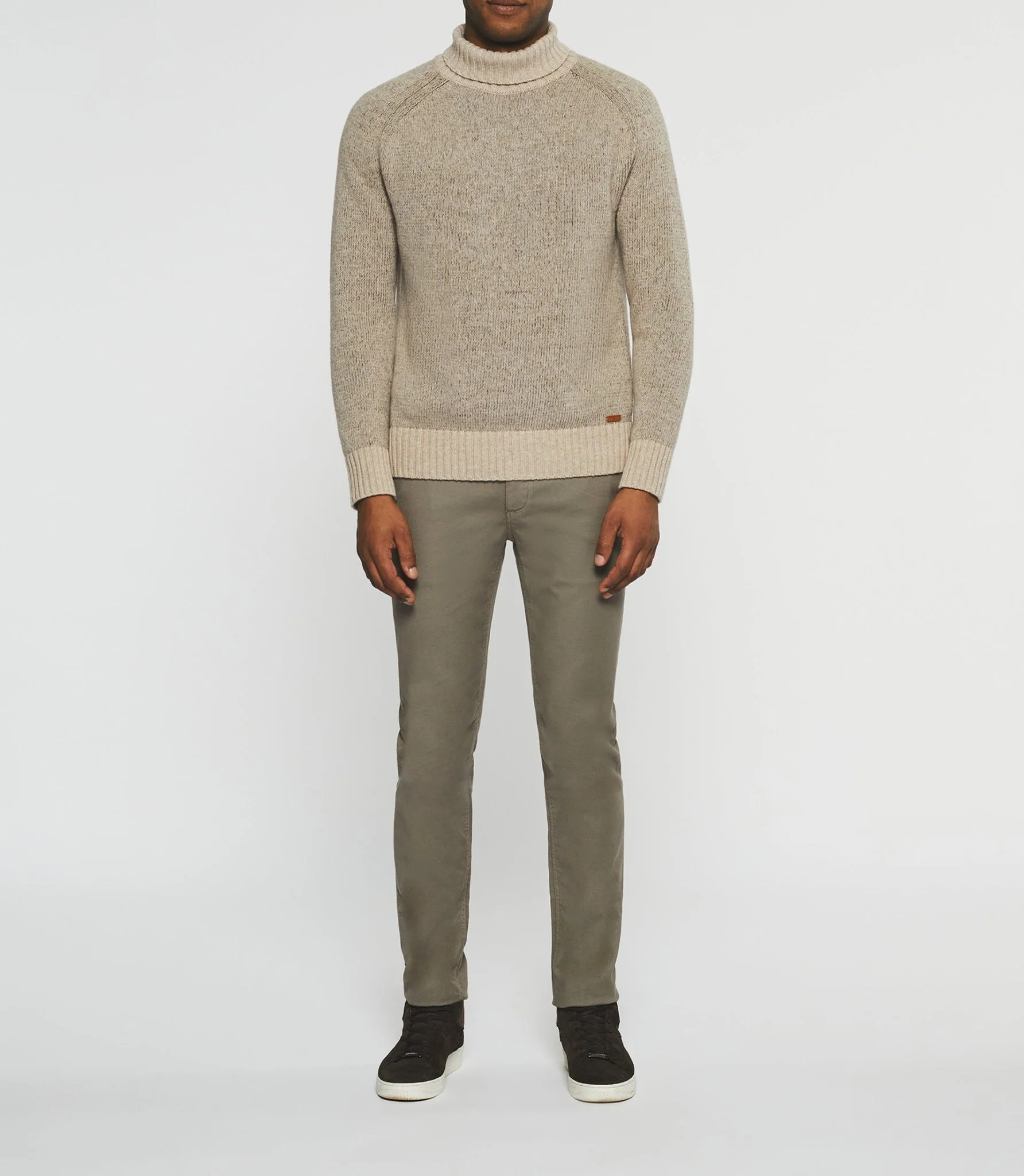 Pull col roulé en laine beige BELMO - Image 4