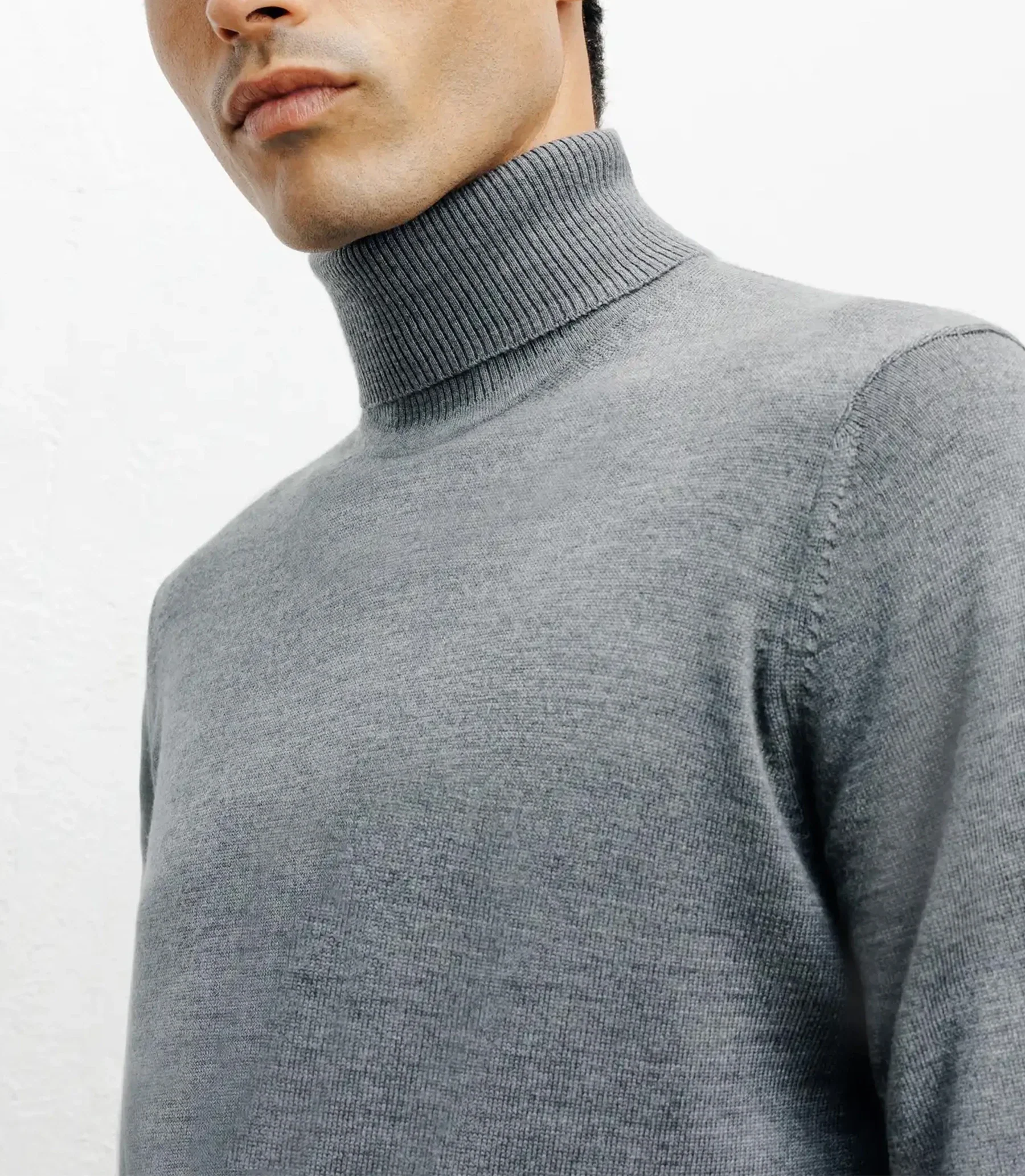 Pull col roulé gris - Image 2