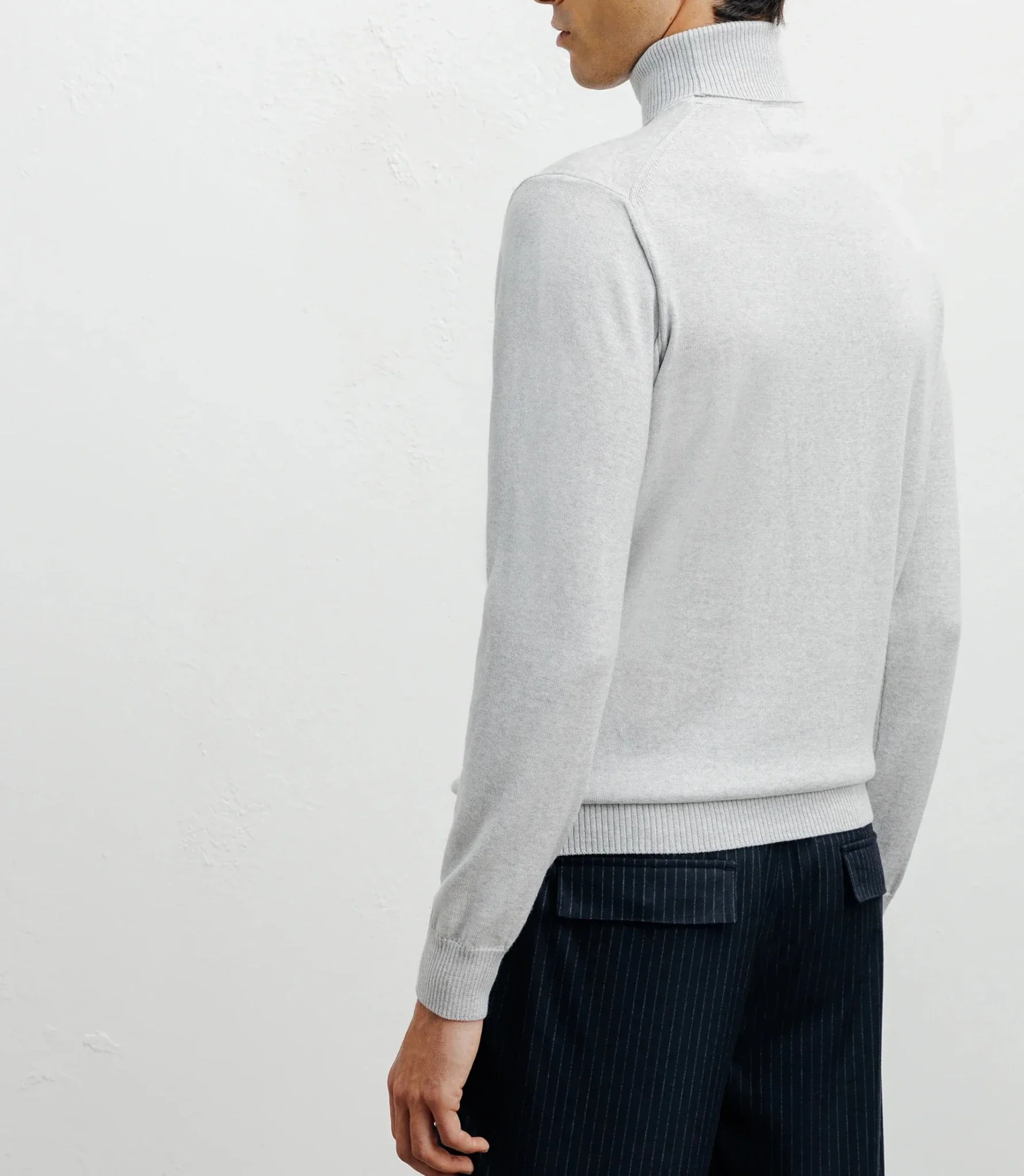 Pull col roulé gris chiné - Image 4