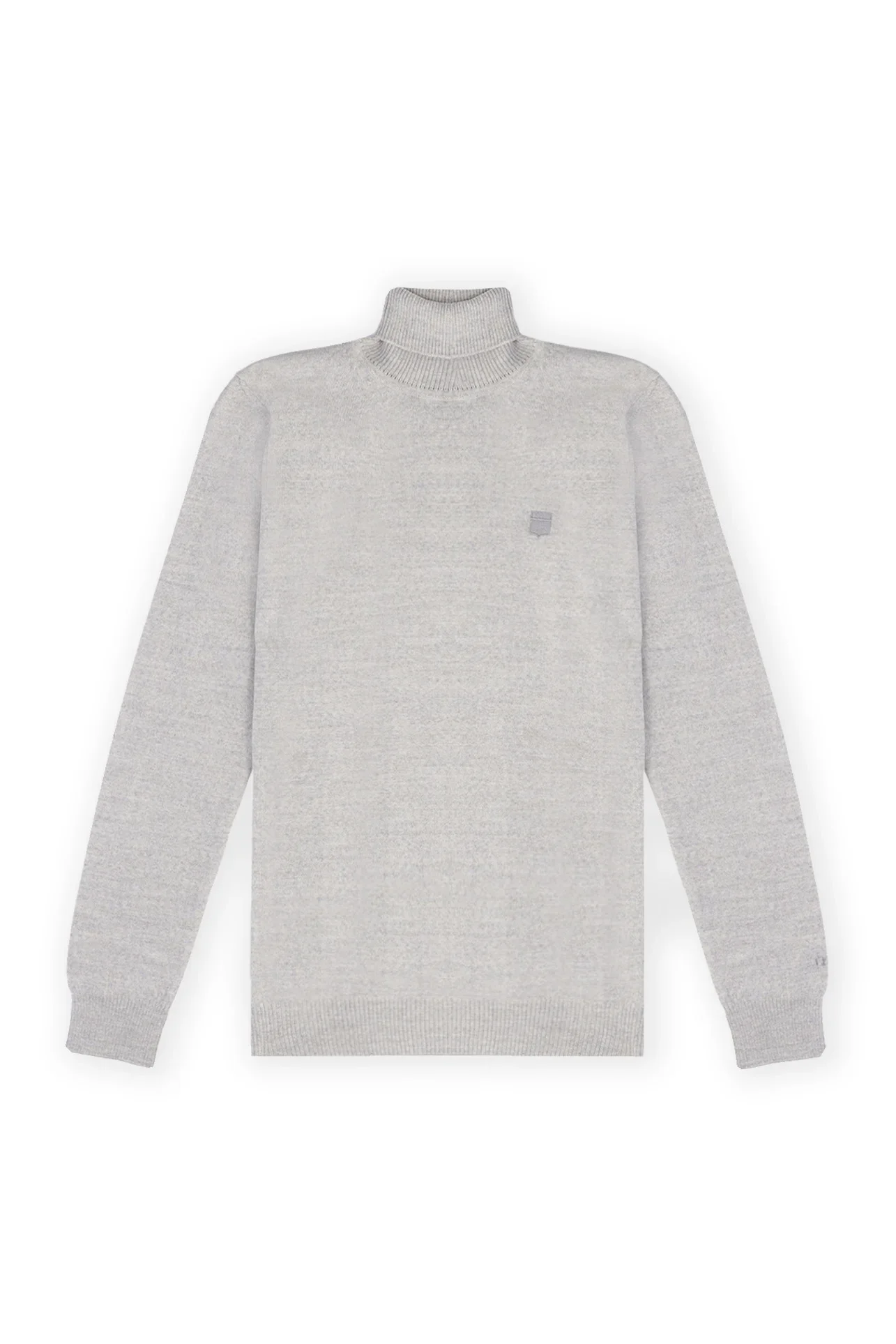 Pull col roulé gris chiné