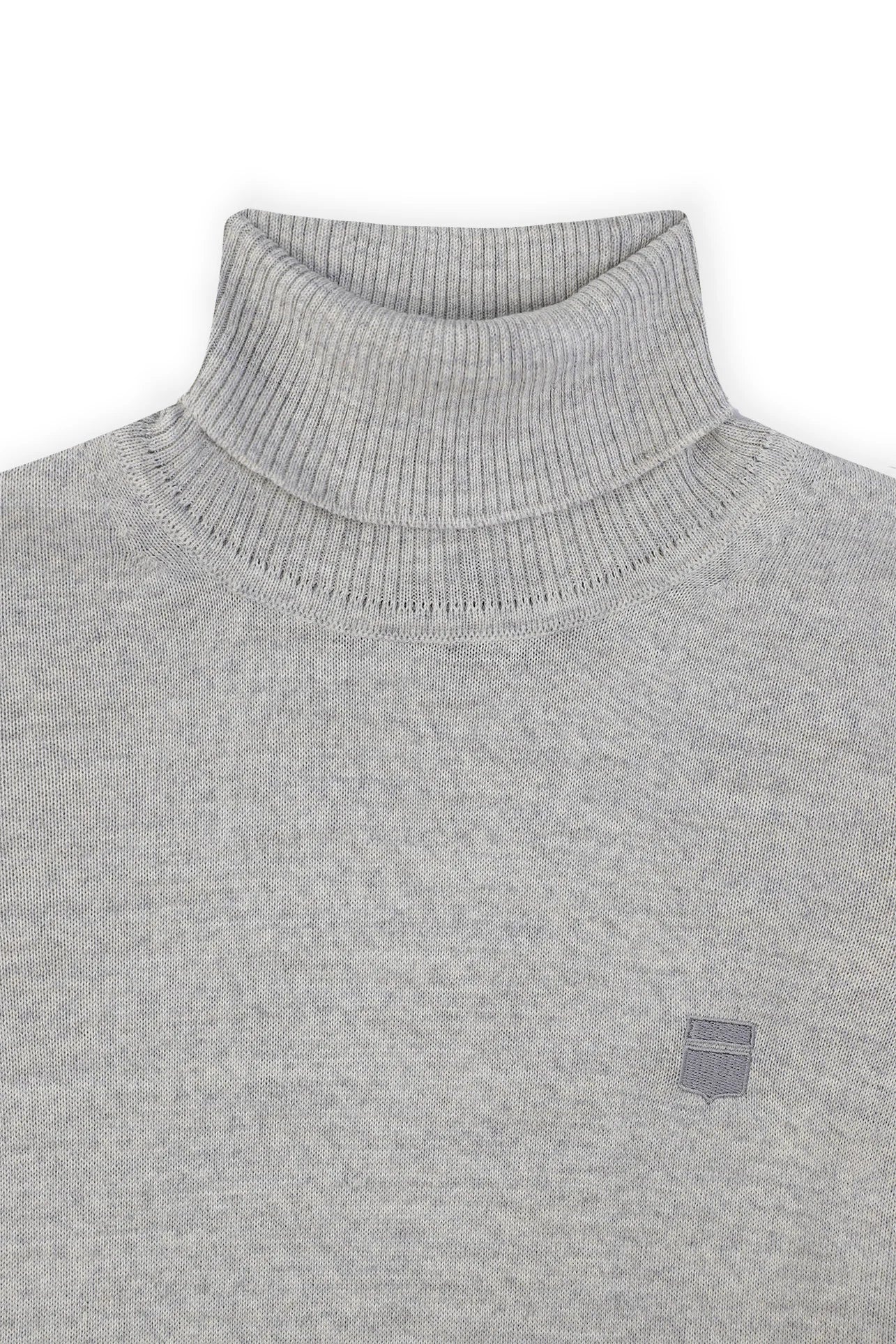 Pull col roulé gris chiné - Image 2