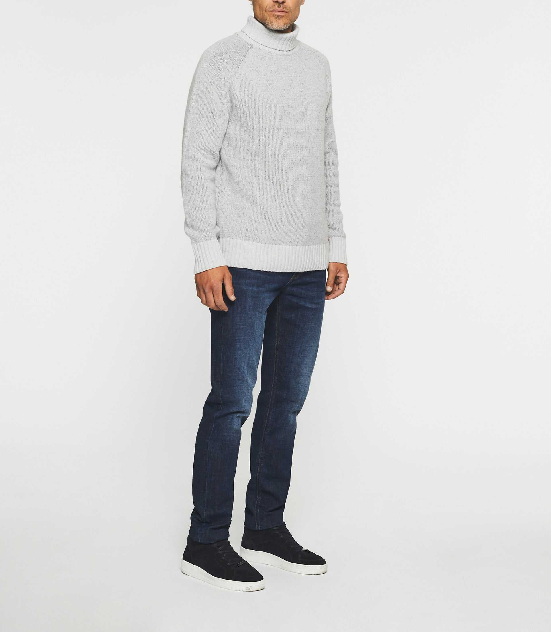 Pull col roulé en laine gris chiné BELMO