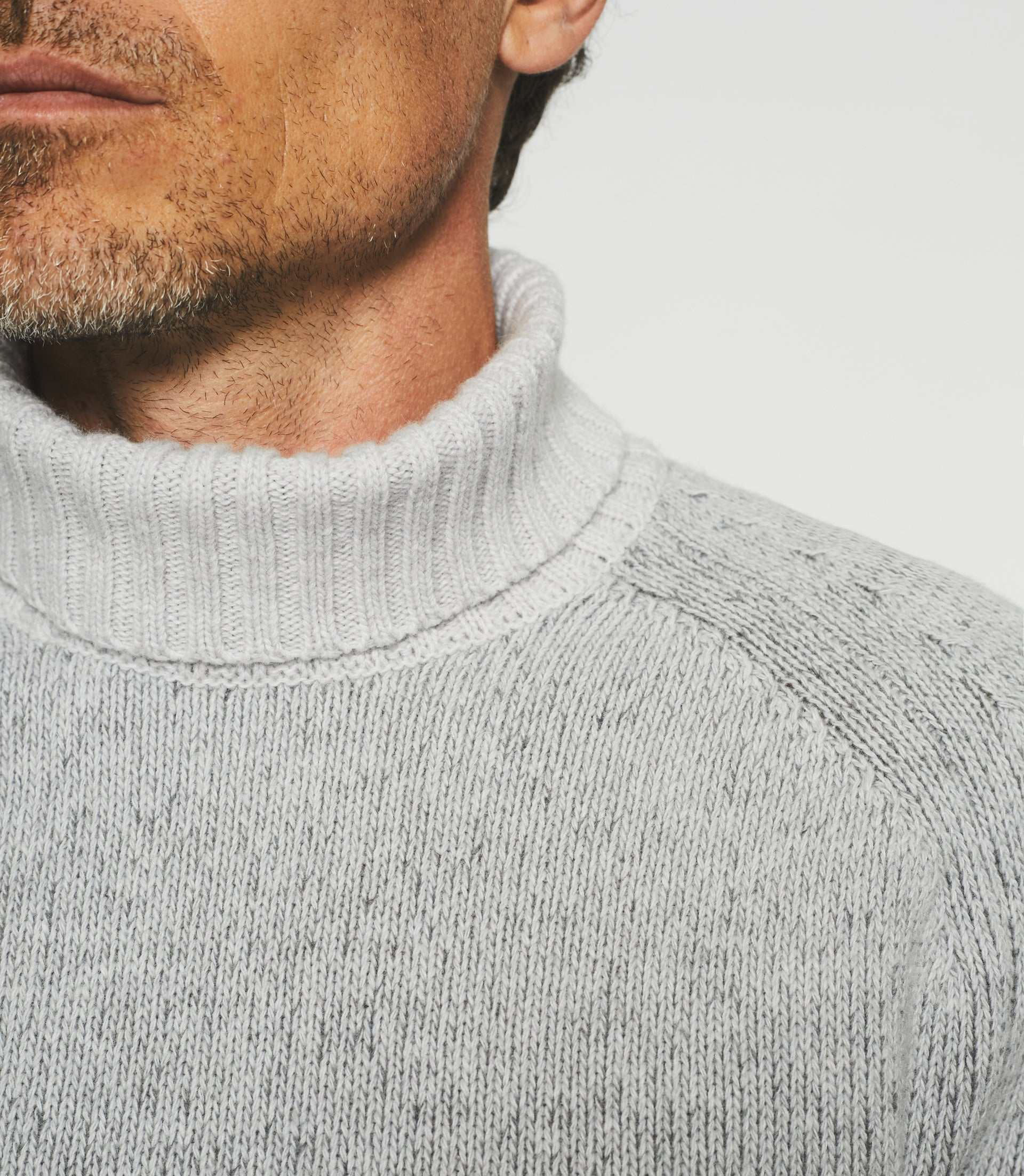 Pull col roulé en laine gris chiné BELMO - Image 3