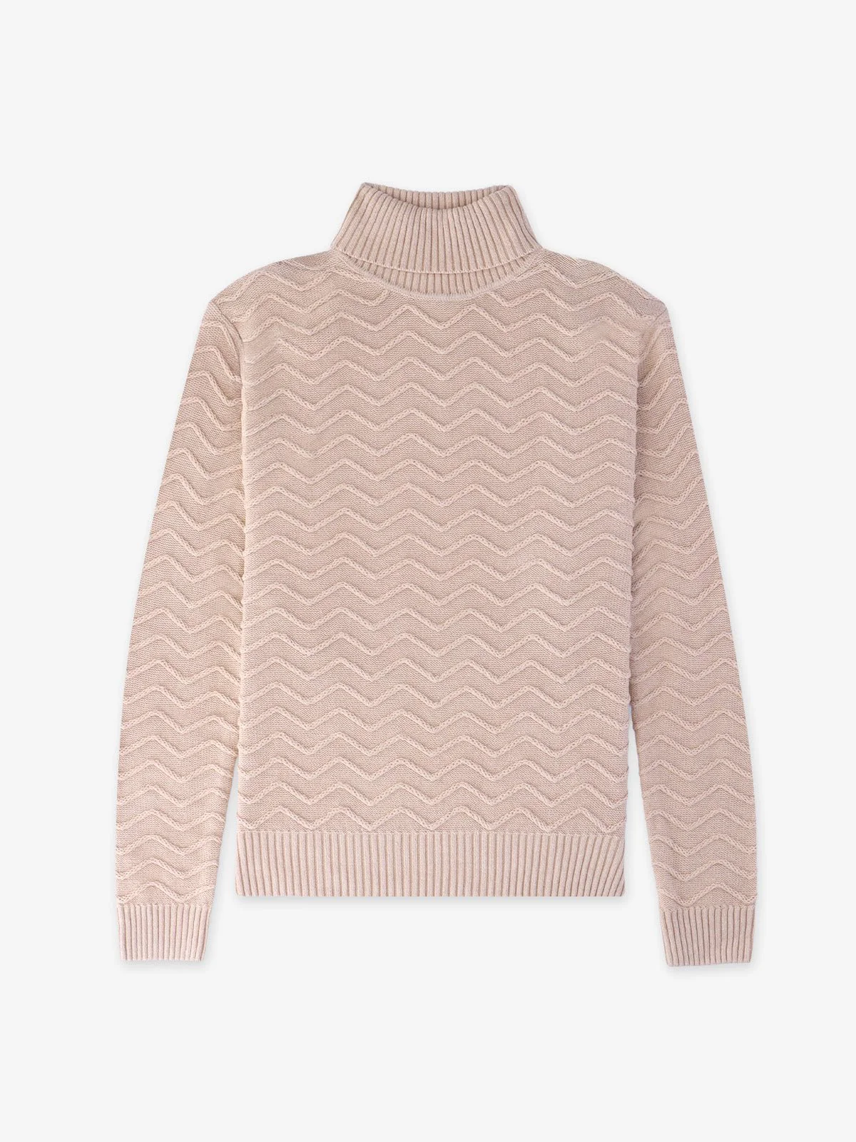 Pull col roule torsade beige