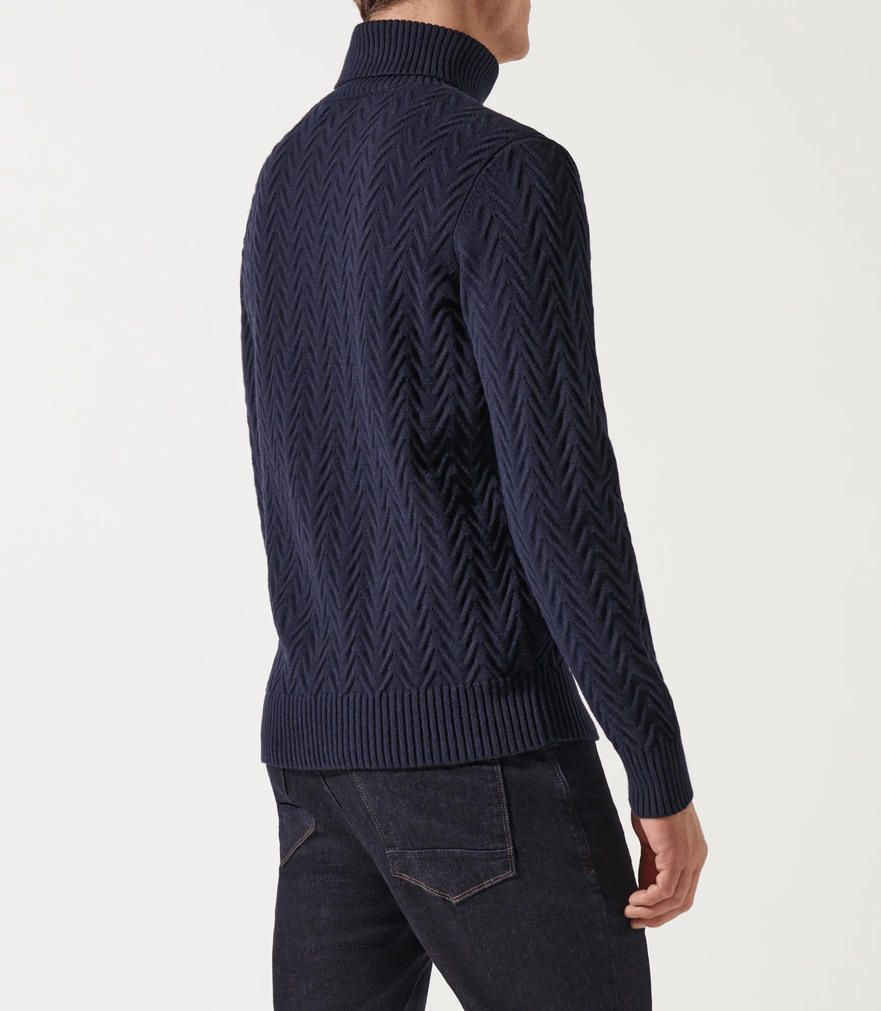 Pull col roulé torsade marine - Image 4