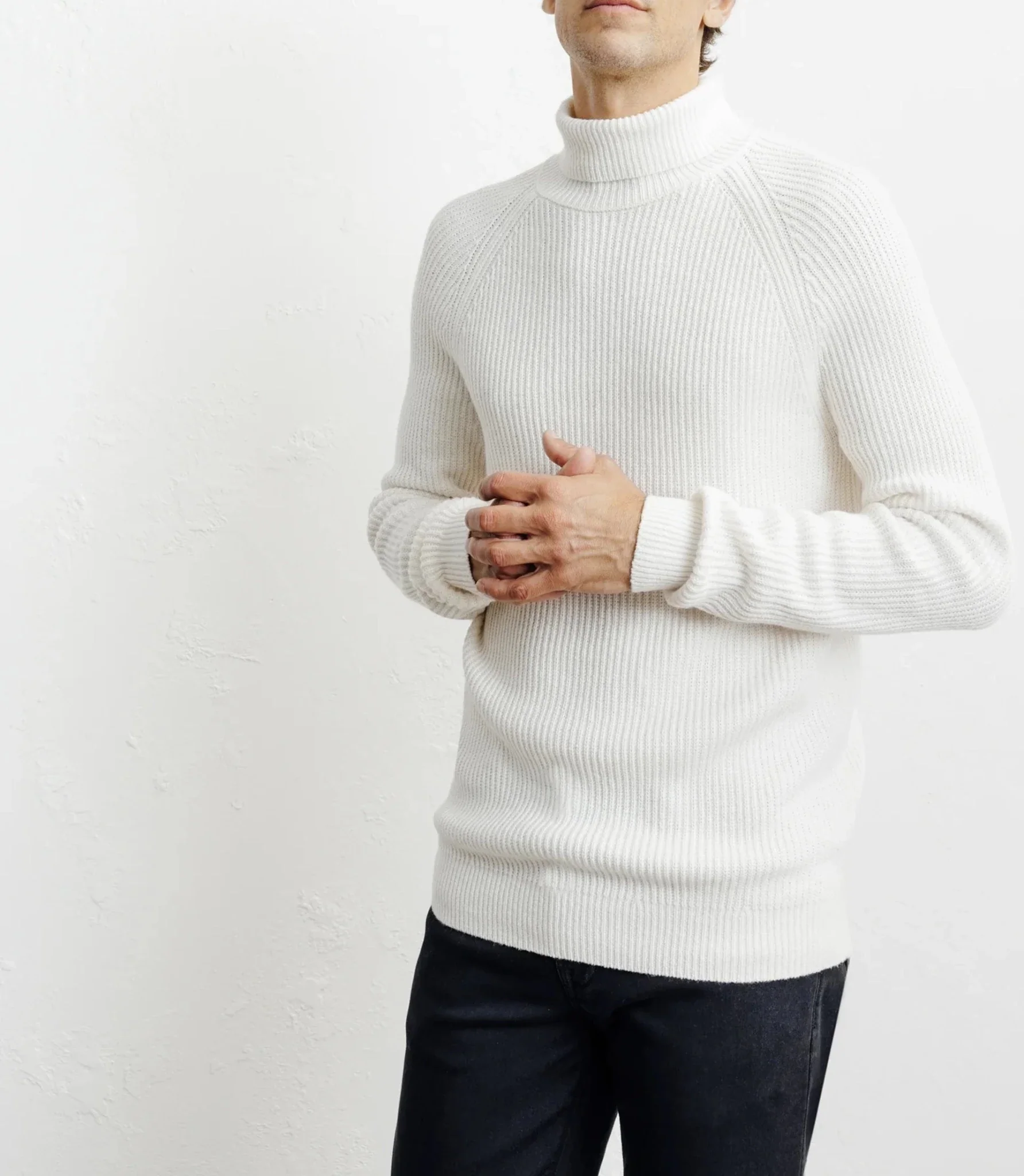 Pull col roulé uni écru