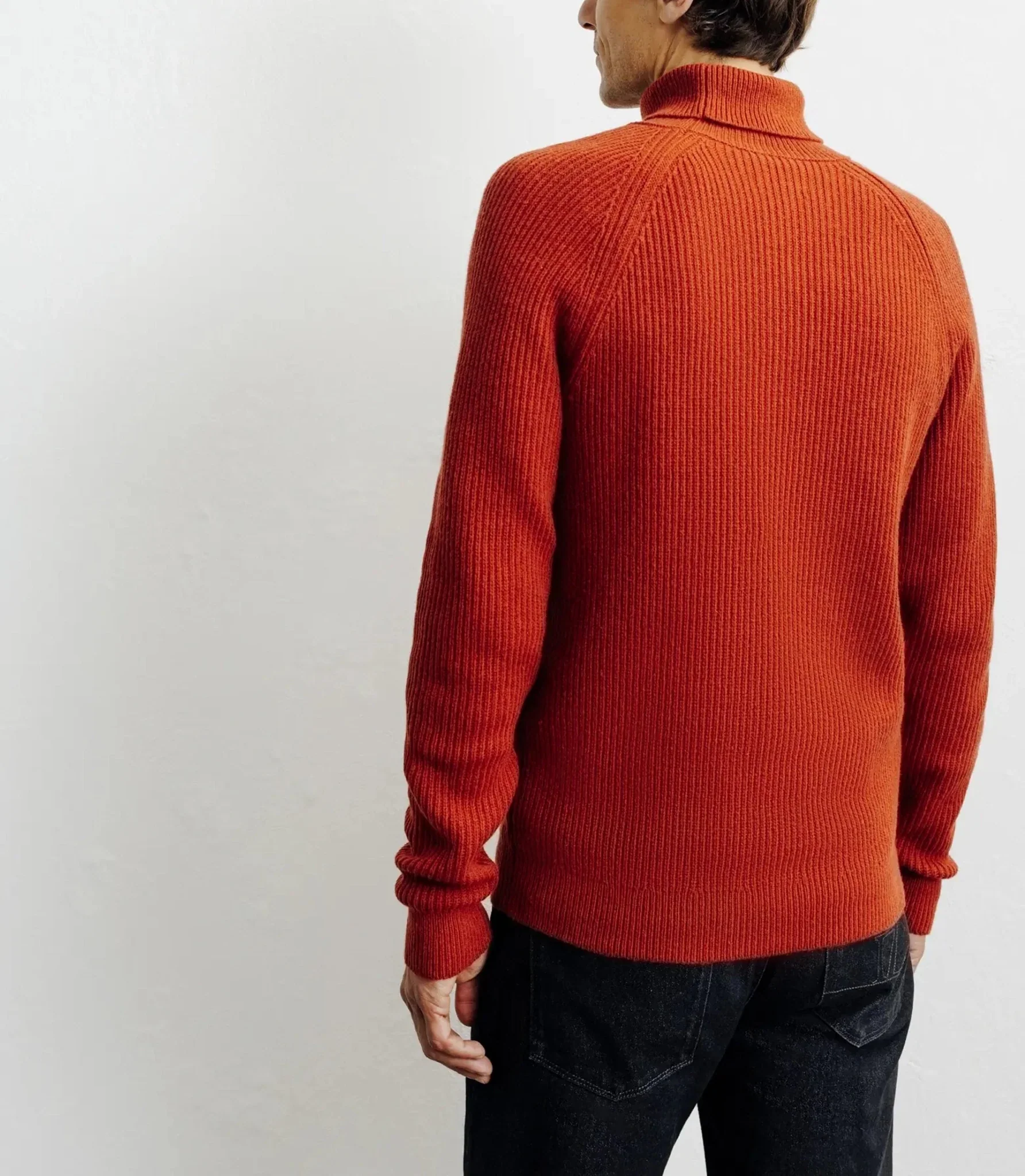 Pull col roulé uni rouge clair - Image 5