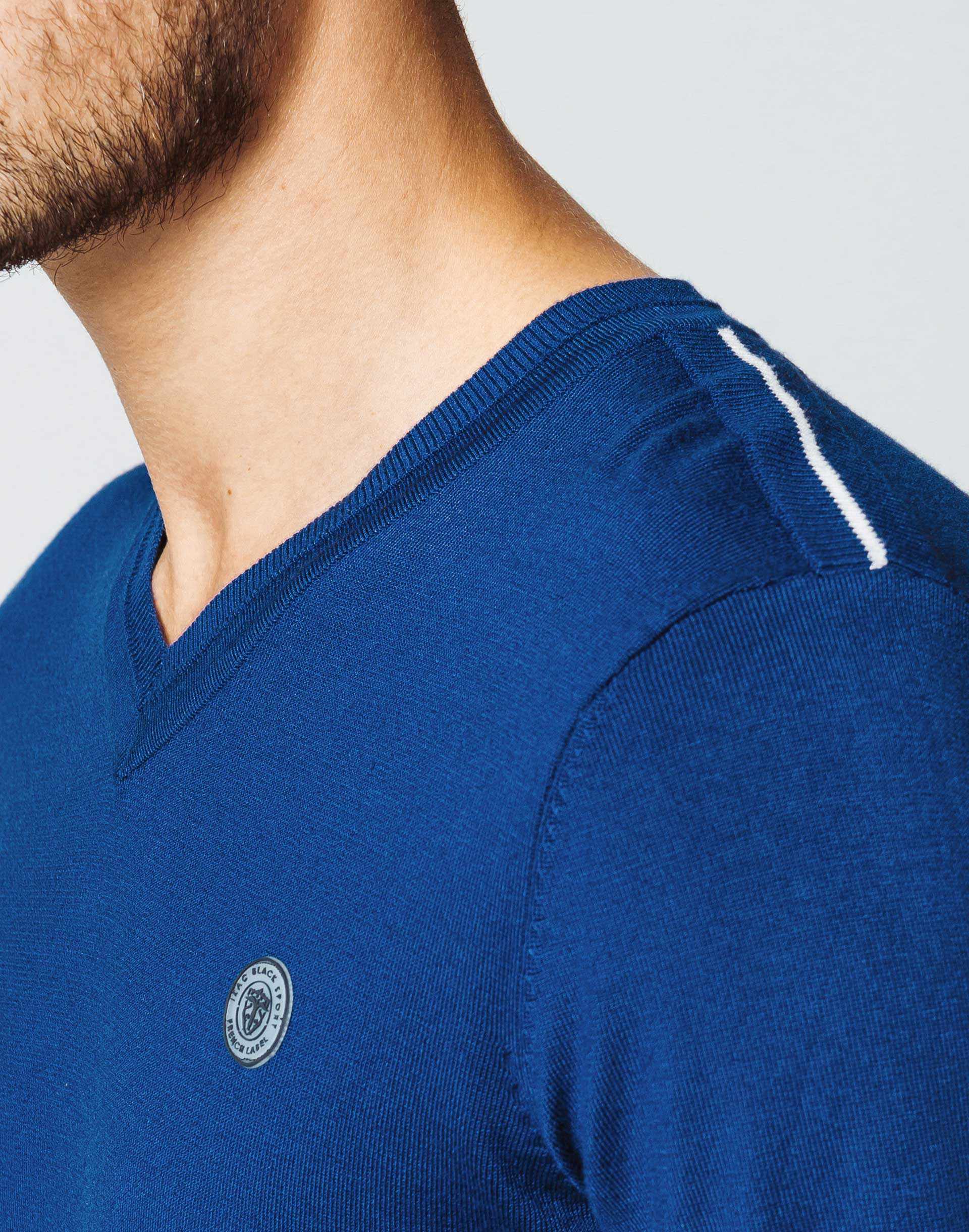 Pull Col V Bleu - Image 2