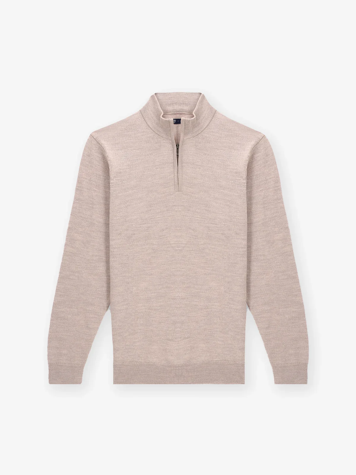 Pull col zip beige rose