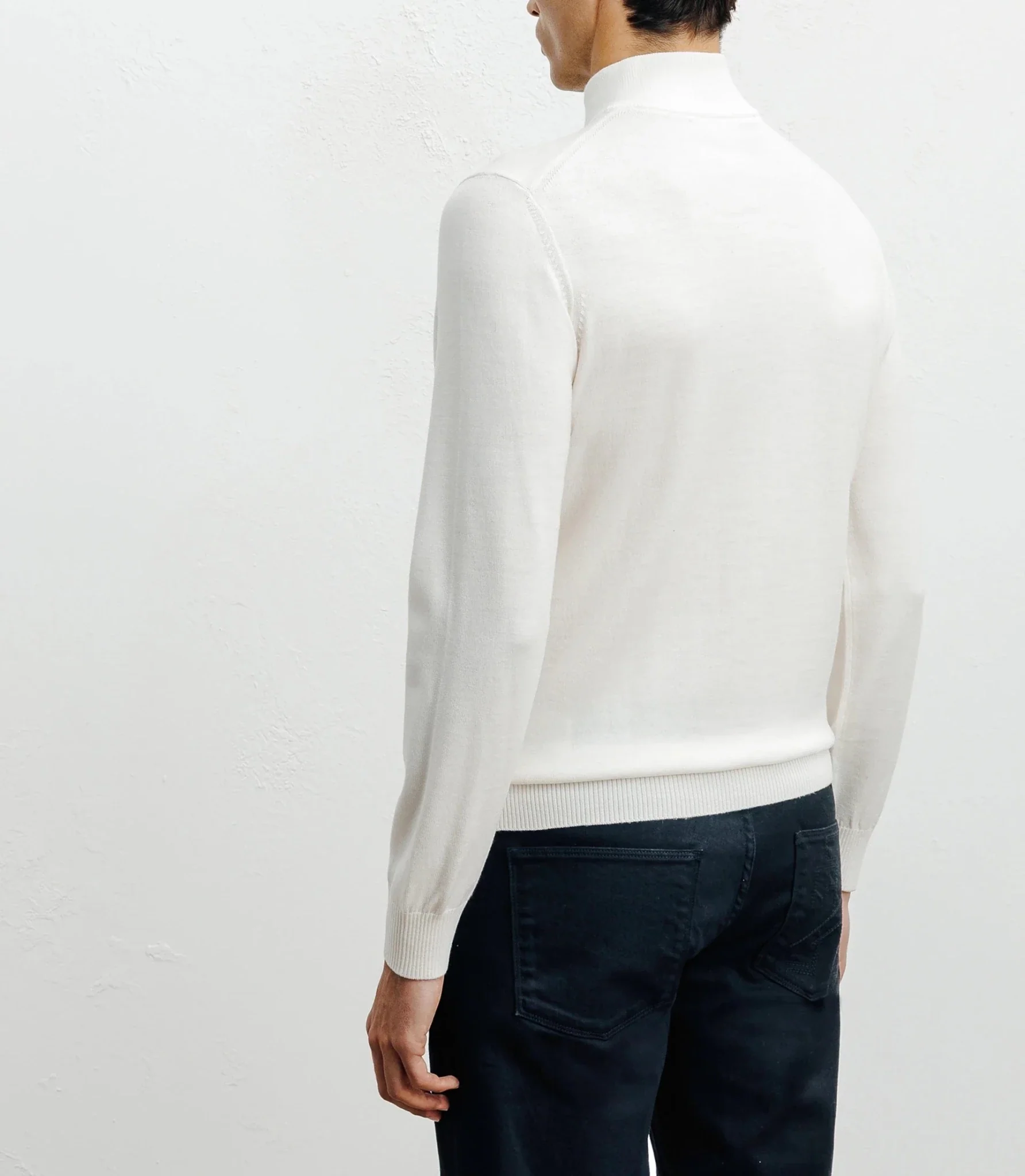 Pull demi zippé mérinos écru - Image 4