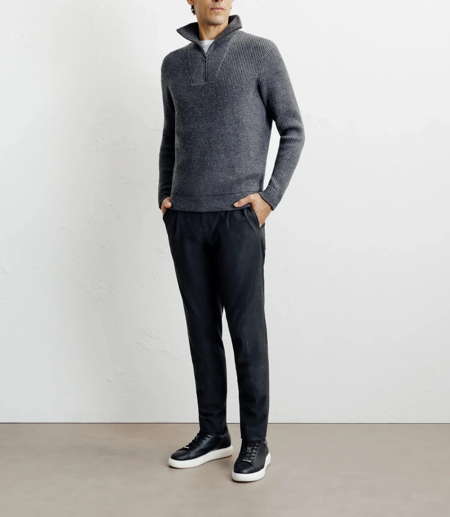 Pull en laine col camionneur anthracite - Image 3