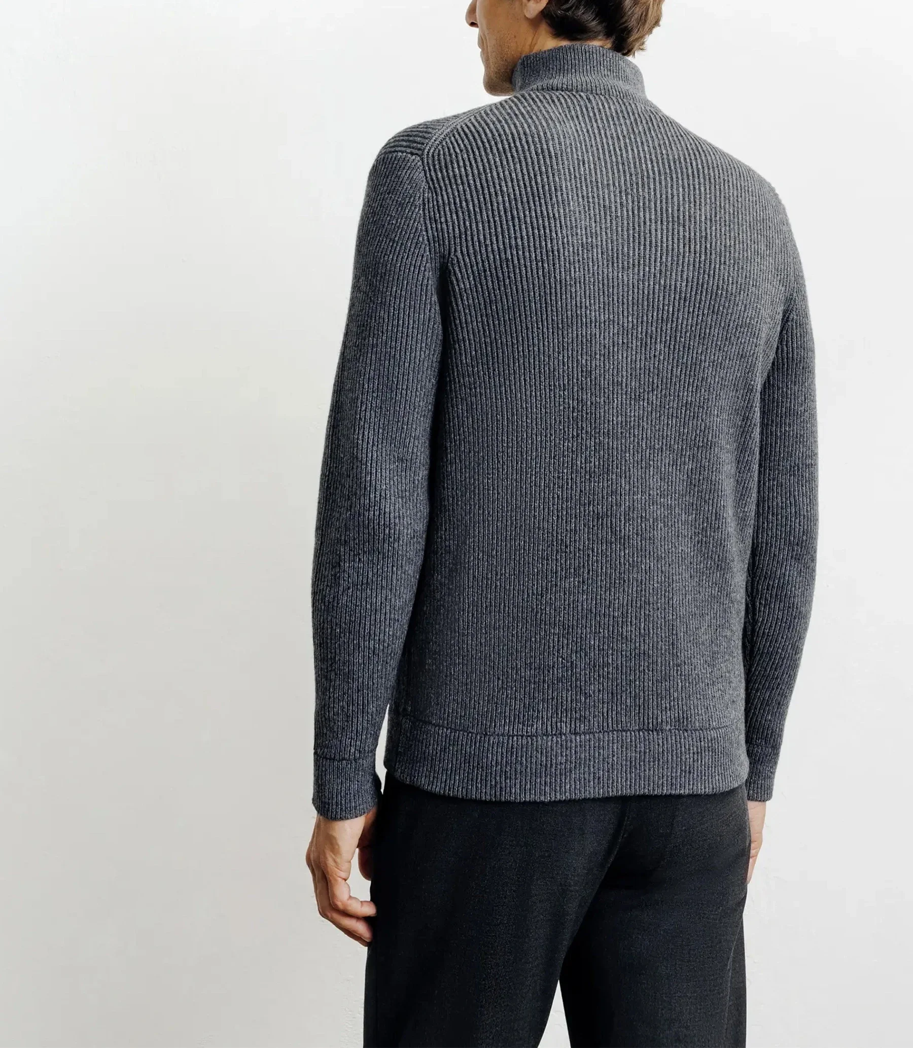 Pull en laine col camionneur anthracite - Image 4
