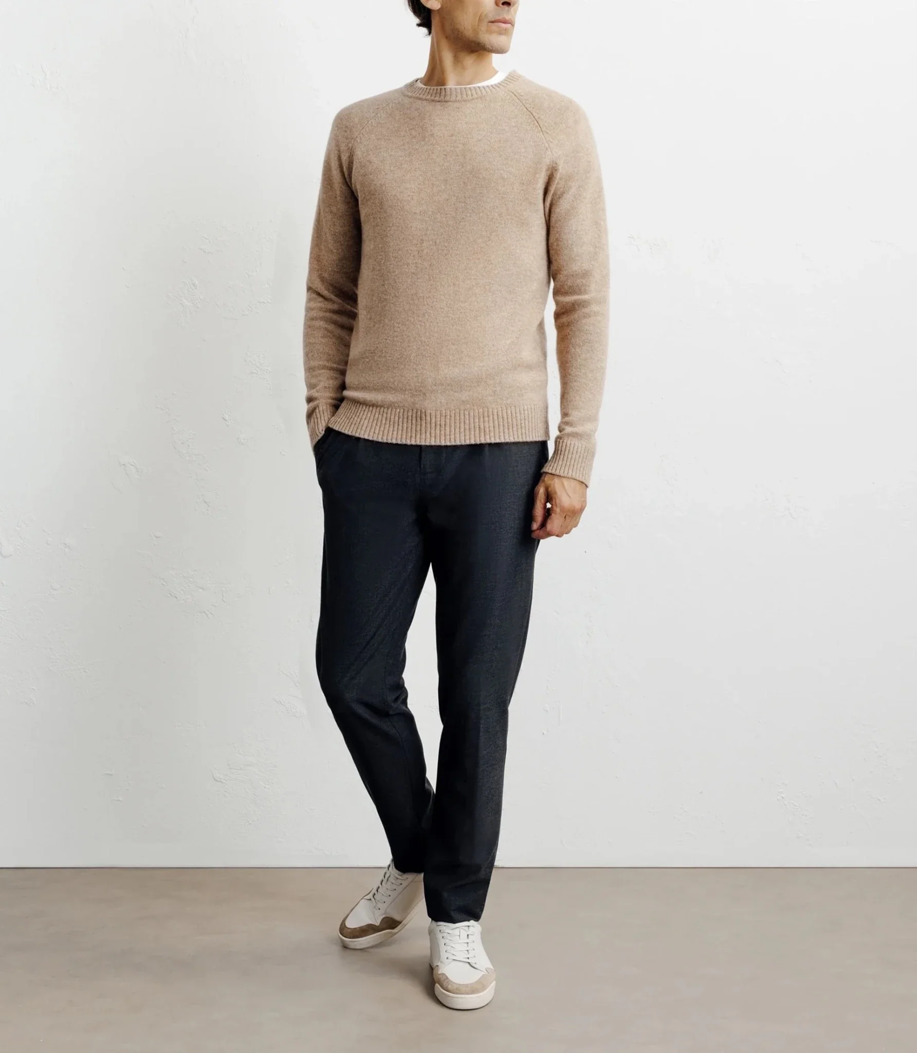 Pull en laine col rond beige - Image 3