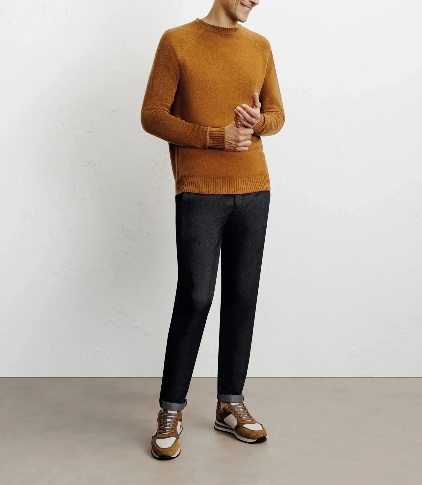 Pull en laine col rond camel foncé - Image 3