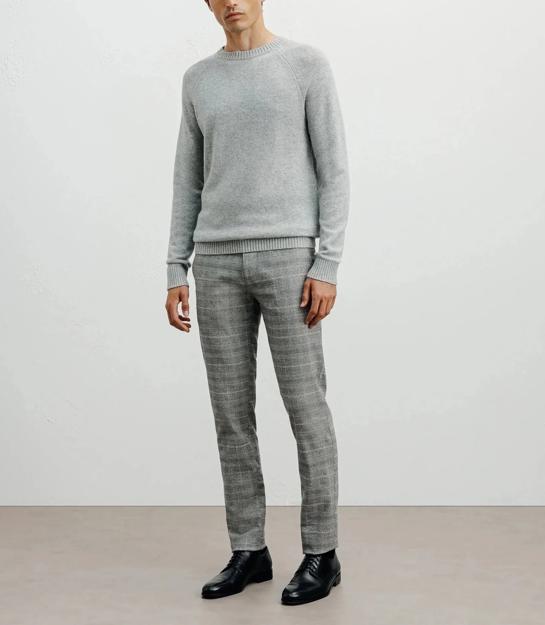 Pull en laine col rond gris chiné - Image 3