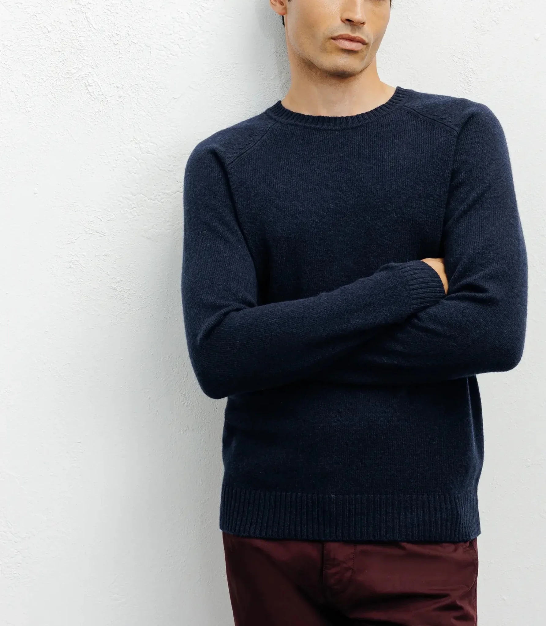 Pull en laine col rond marine