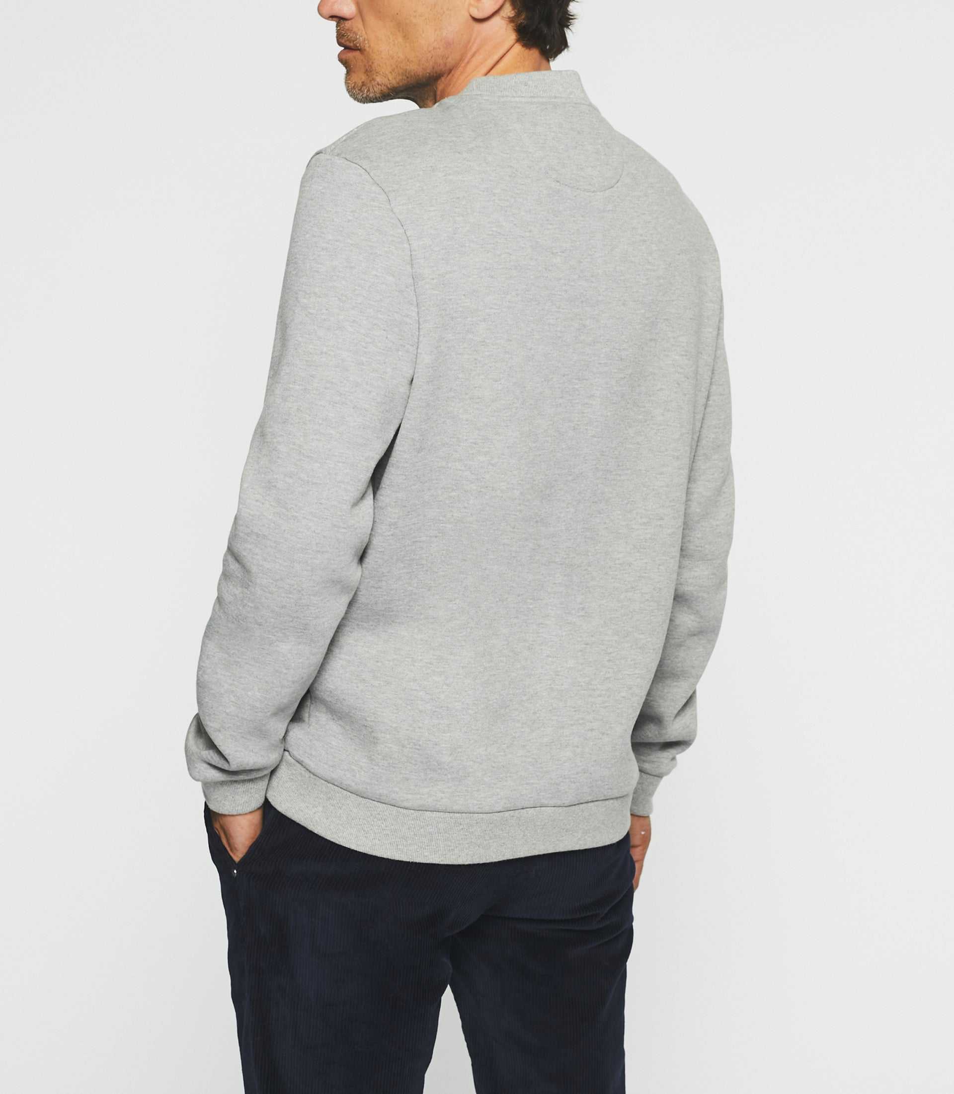 Sweat col rond uni gris chiné SWBENJI - Image 4