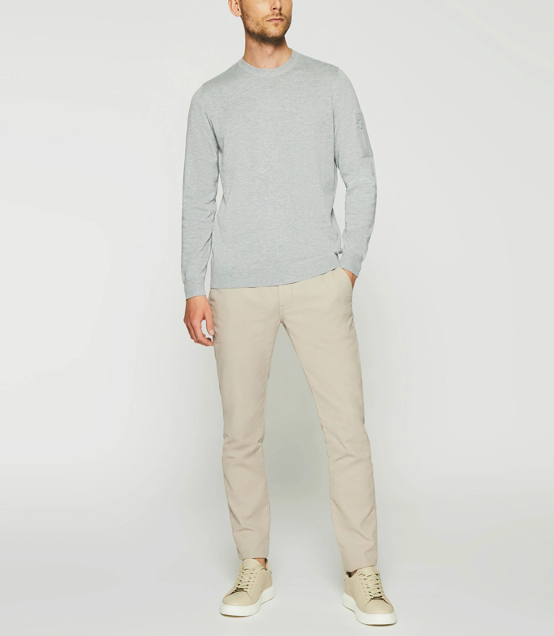 Pull col rond gris DAVID