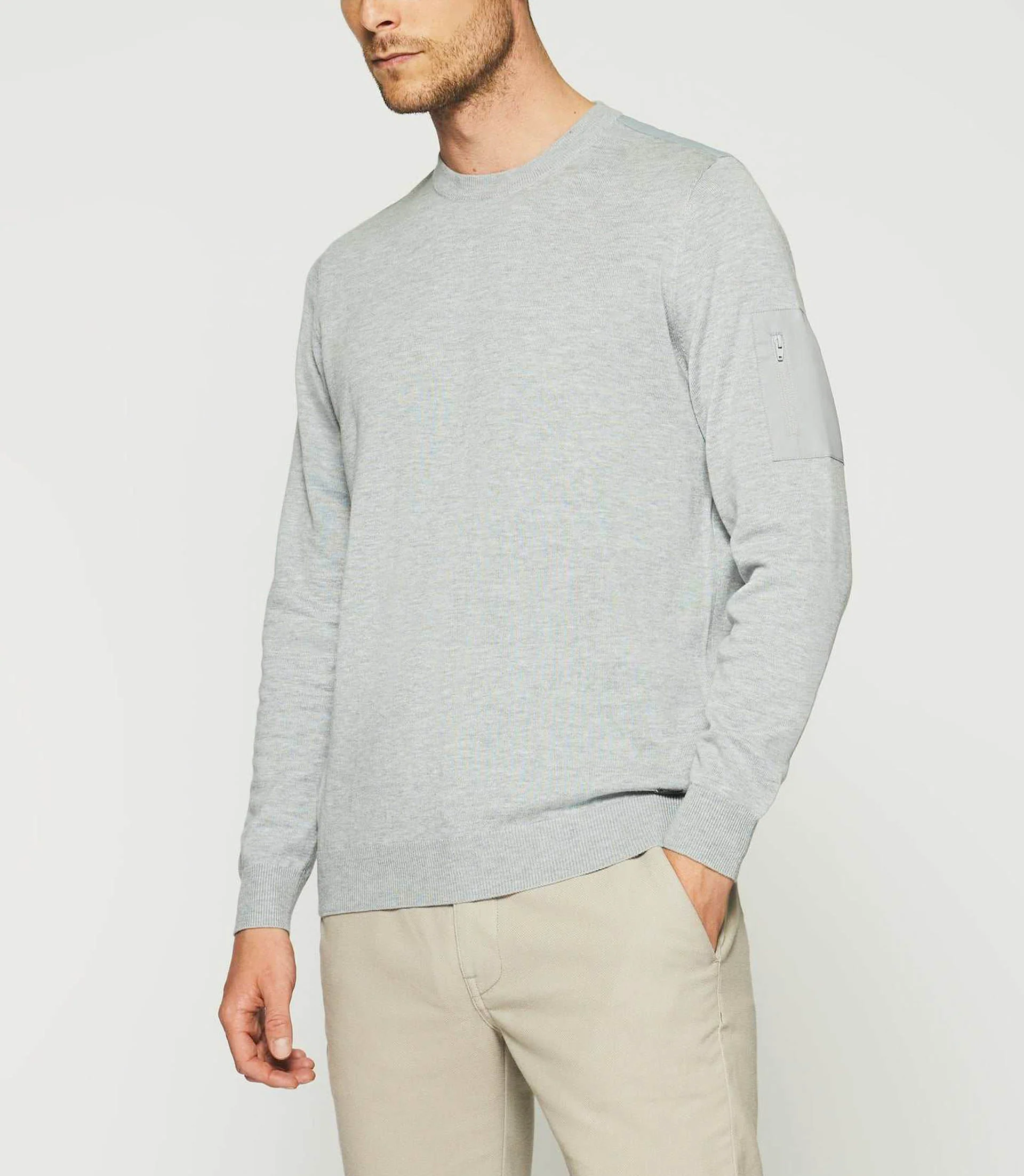 Pull col rond gris DAVID - Image 4