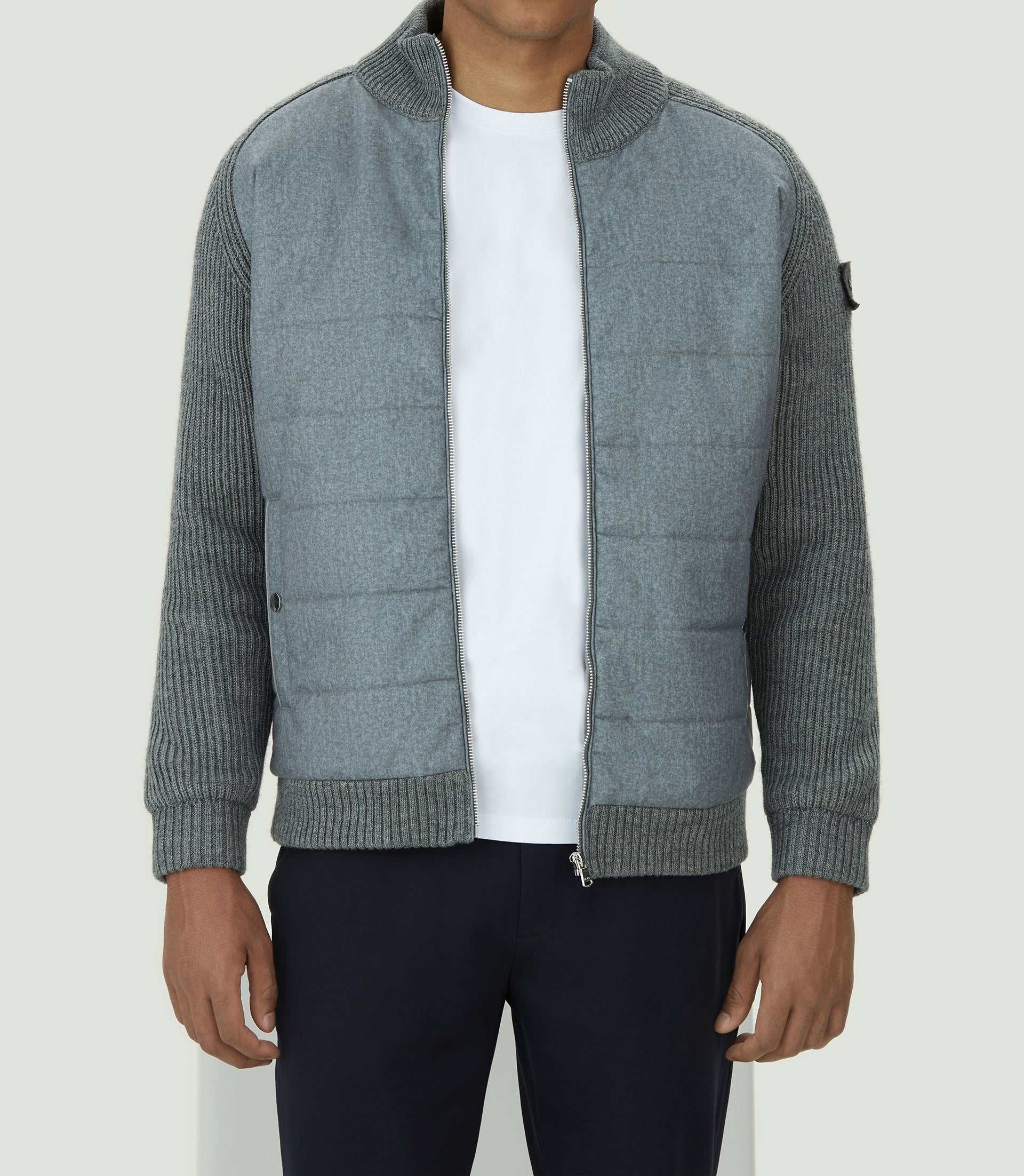 Sweat zippé col montant gris chiné "SWlestat"