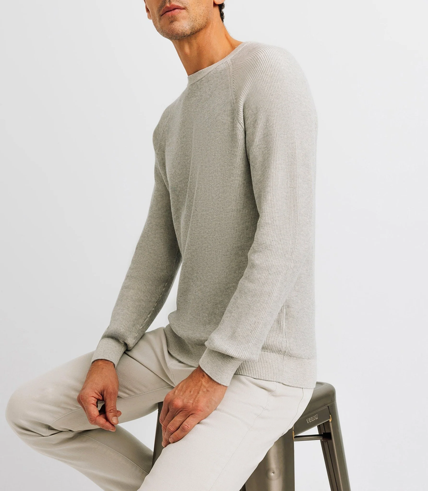 Pull col rond gris