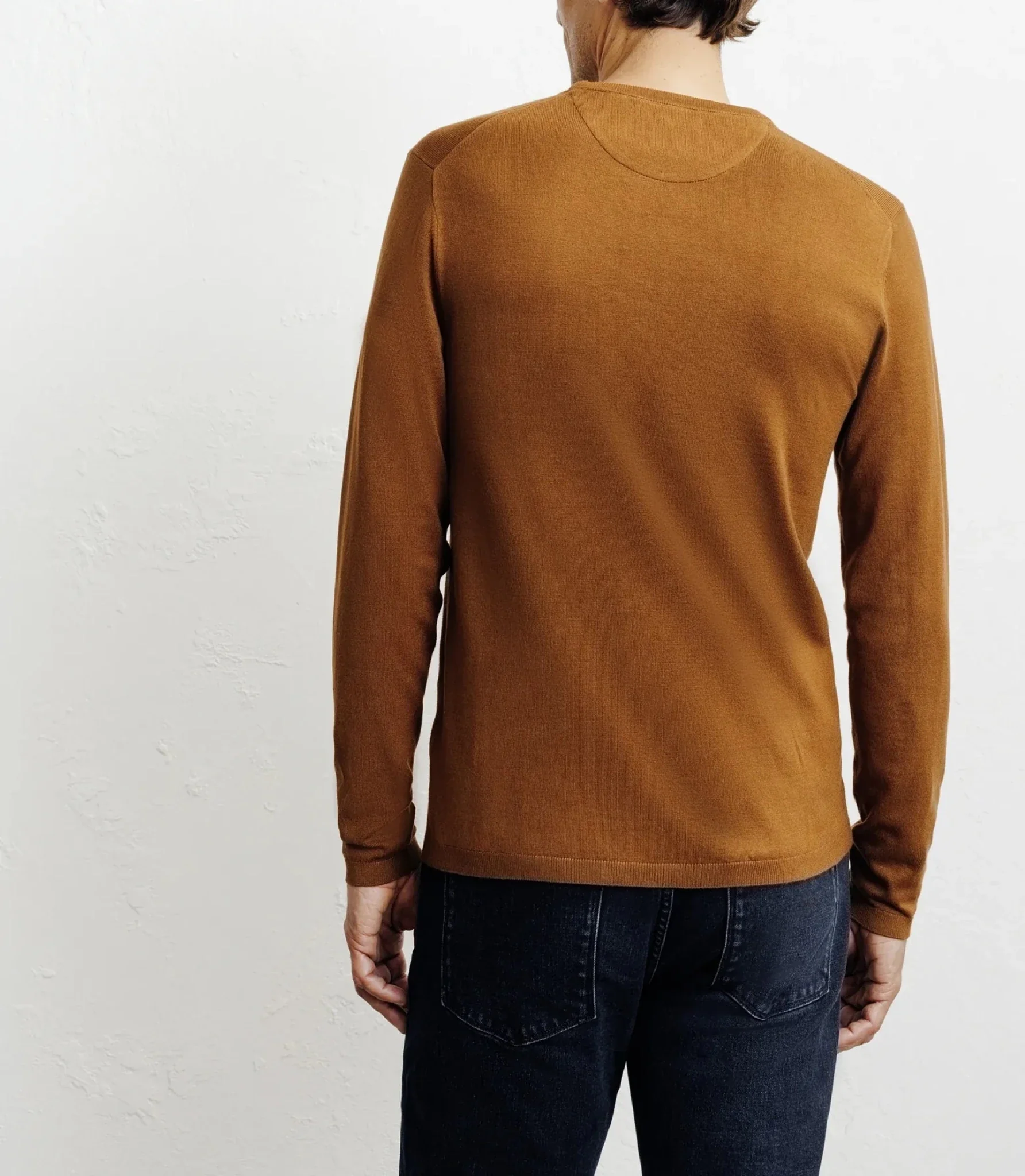 Pull manches longues col rond en maille bronze - Image 4