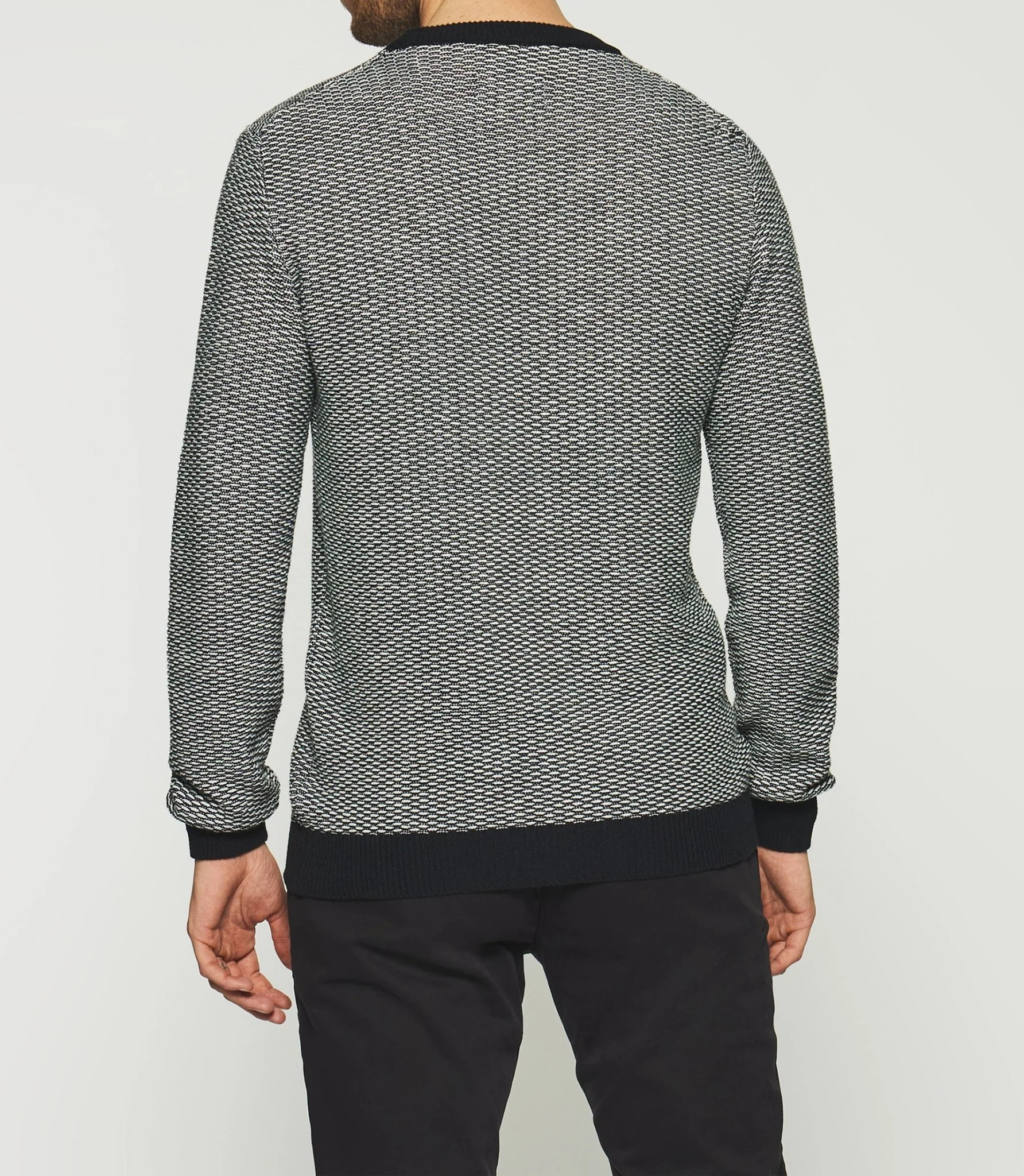 Pull col rond marine et écru DAMIAN - Image 3