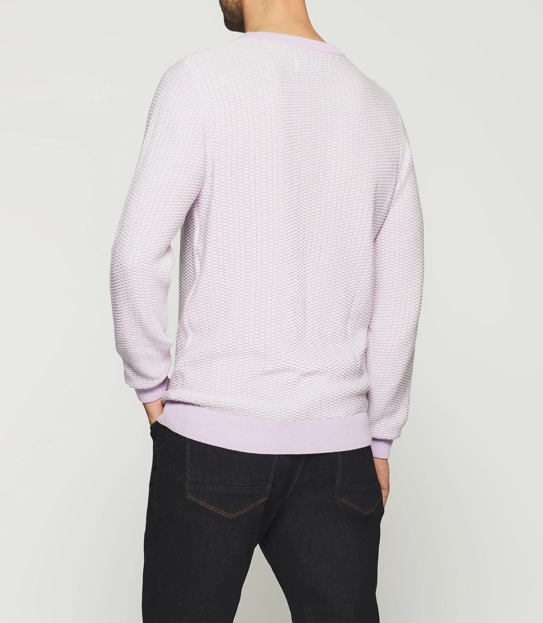 Pull col rond violet parme et écru DAMIAN - Image 3
