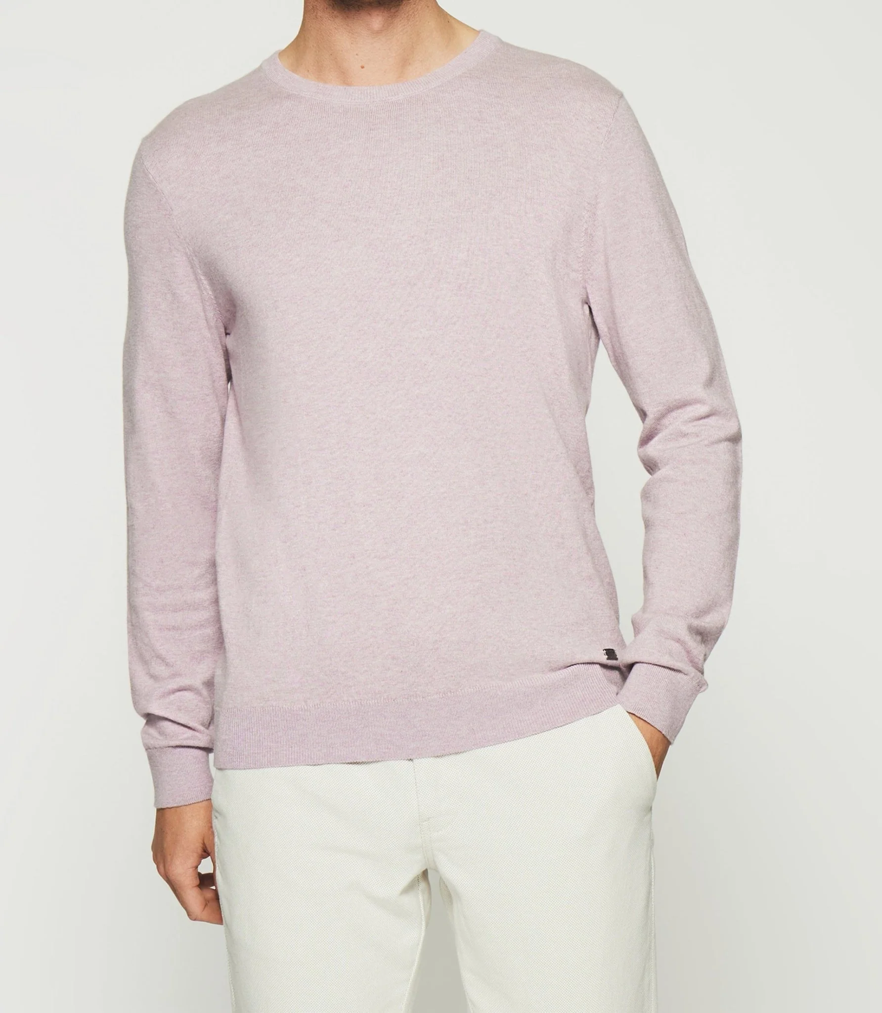 Pull col rond en coton cachemire violet parme DRISS - Image 2