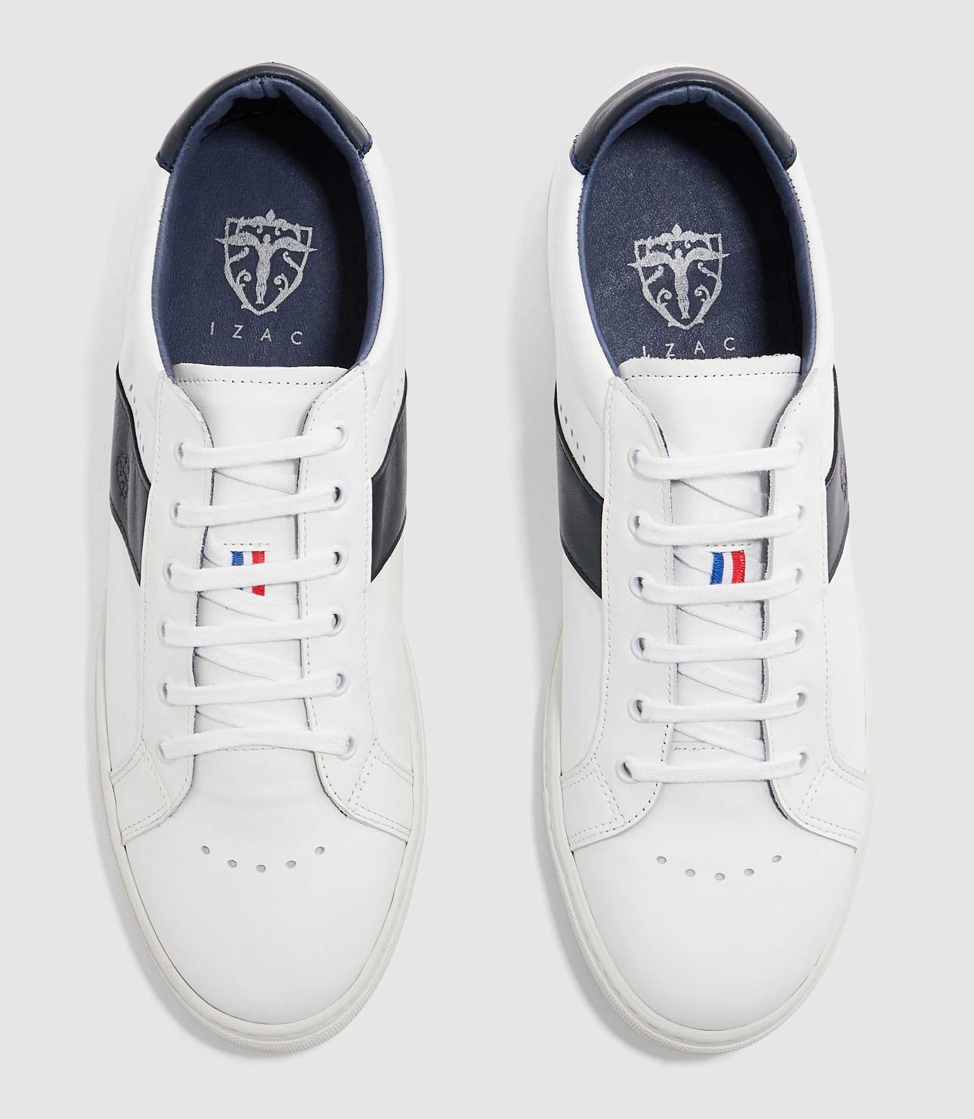 Sneakers en cuir blanche et marine "Eva" - Image 4