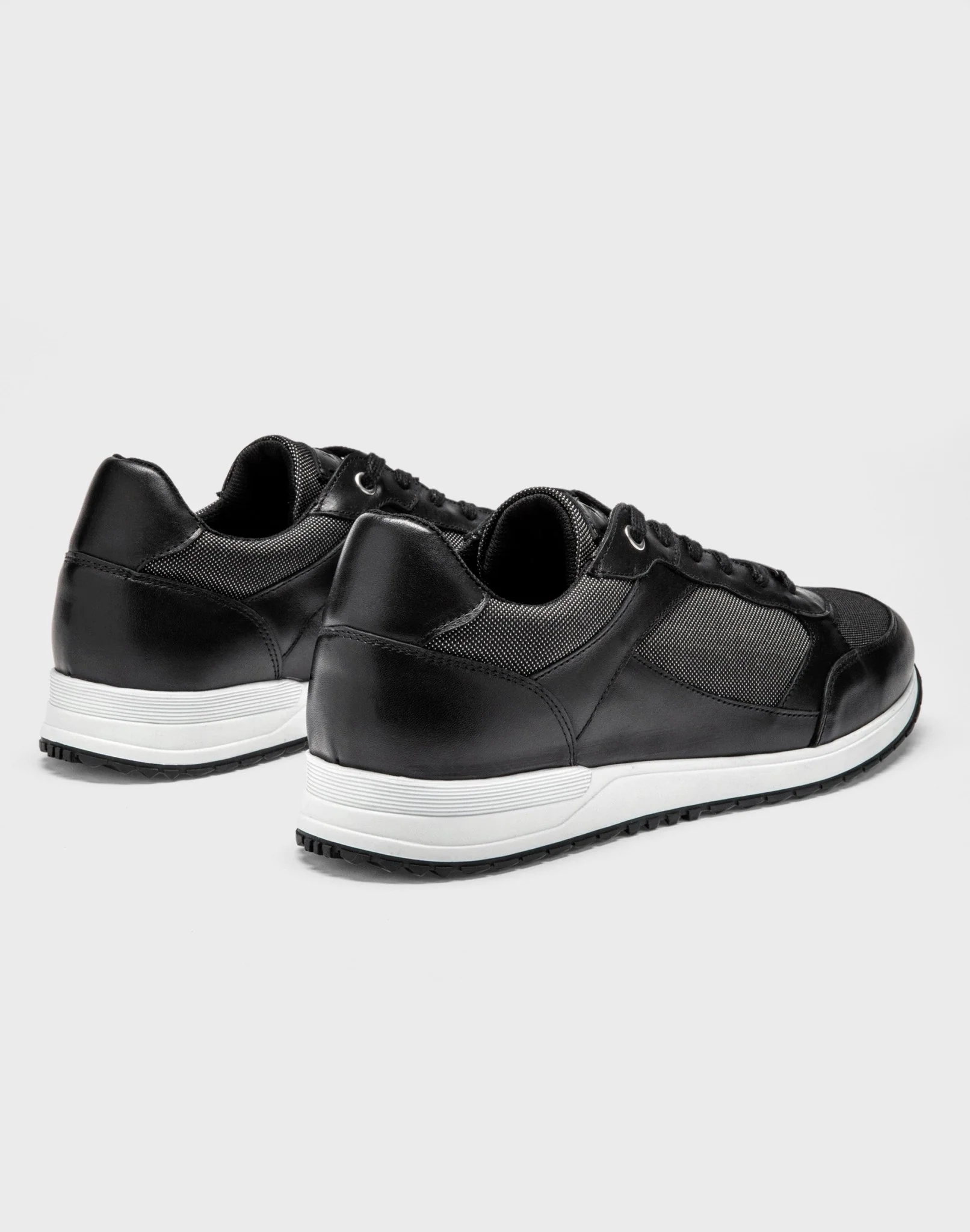 Sneakers cuir et textile noir "Eric" - Image 2