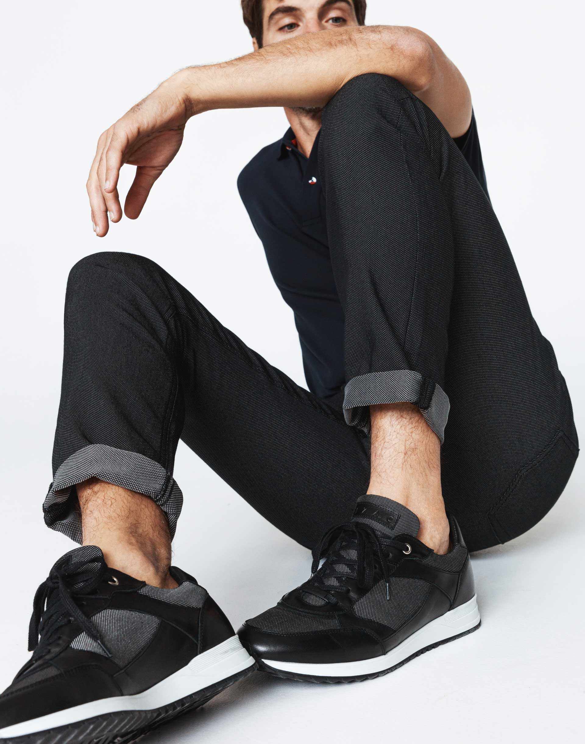 Sneakers cuir et textile noir "Eric" - Image 5