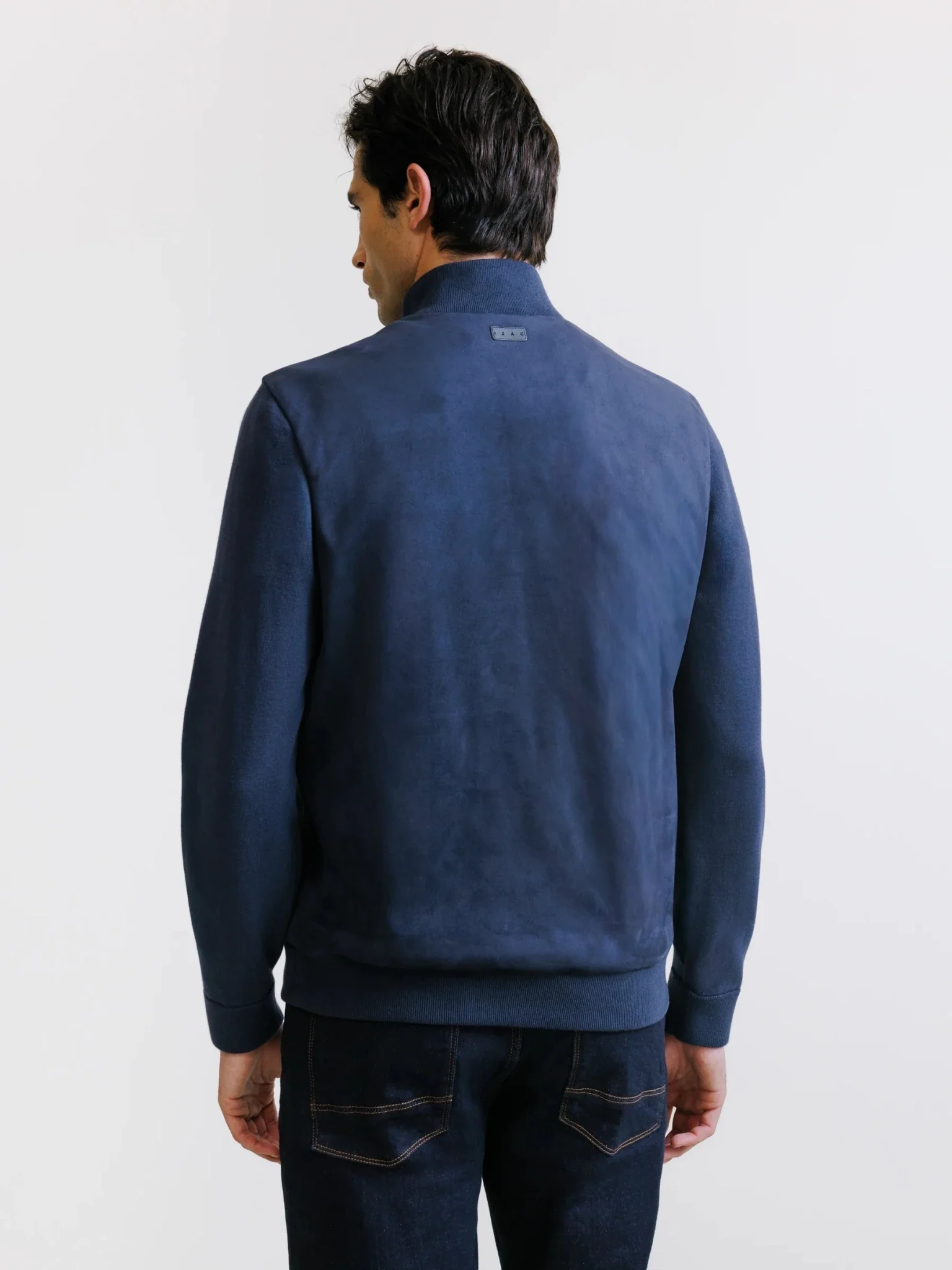 Sweat demi-zippé bi-matière marine - Image 4