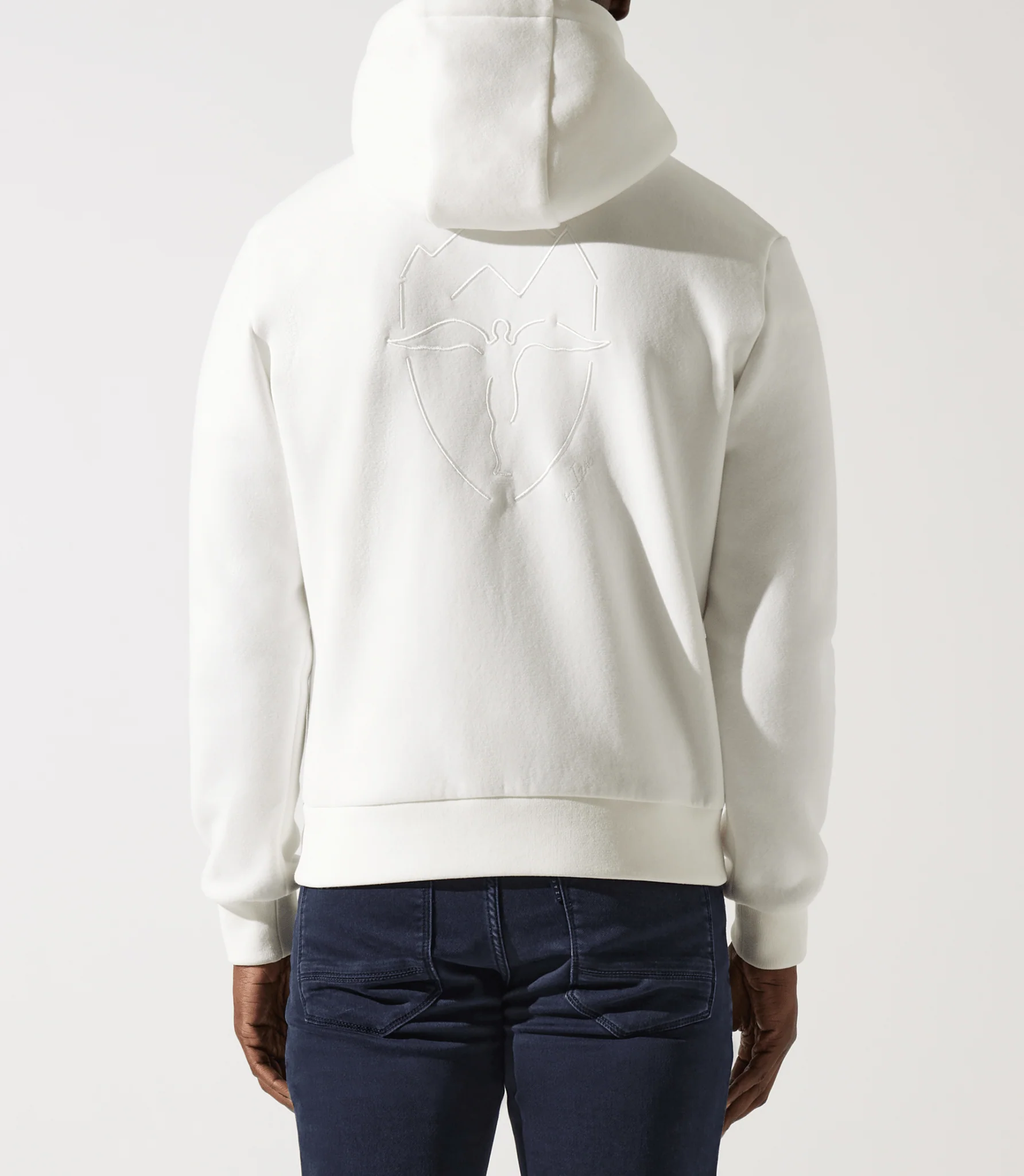 Sweat zippé brodé à capuche beige - Image 4