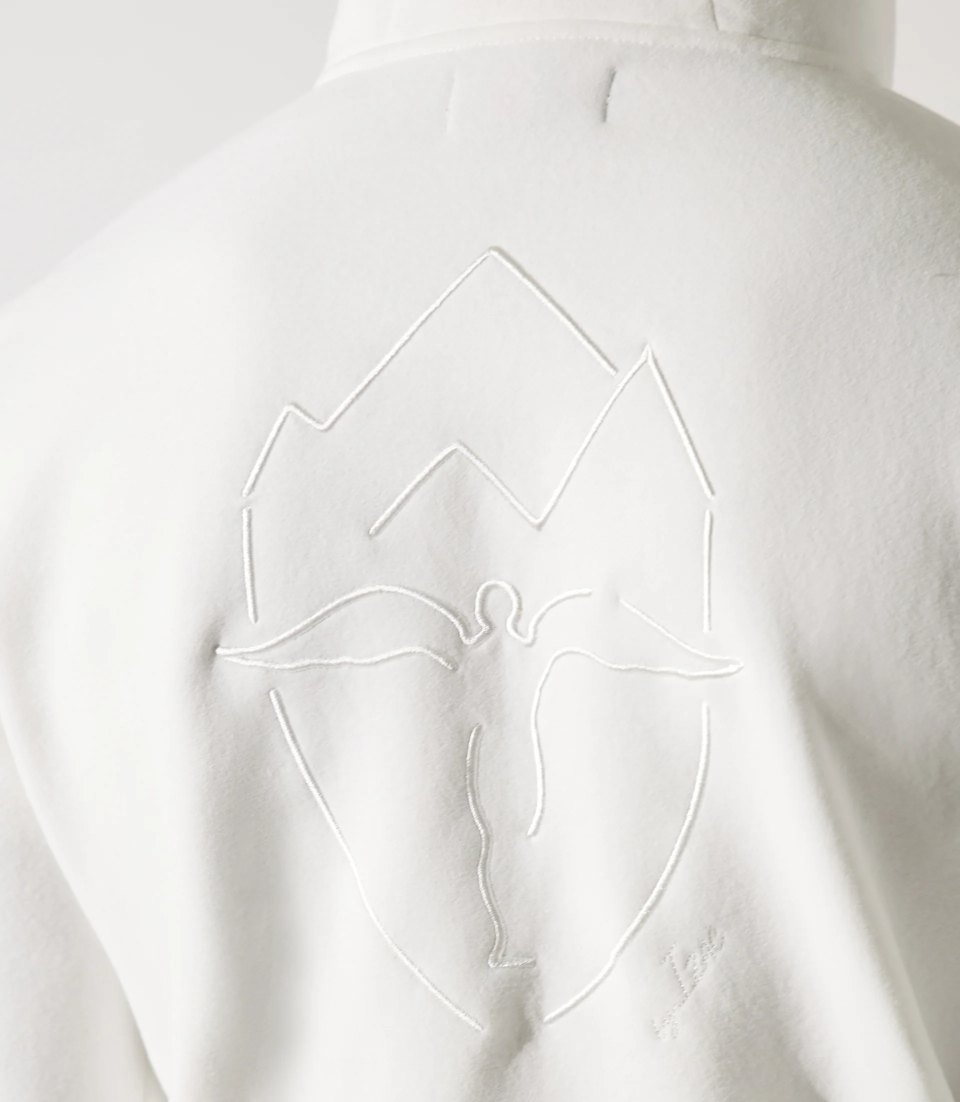 Sweat zippé brodé à capuche beige - Image 5