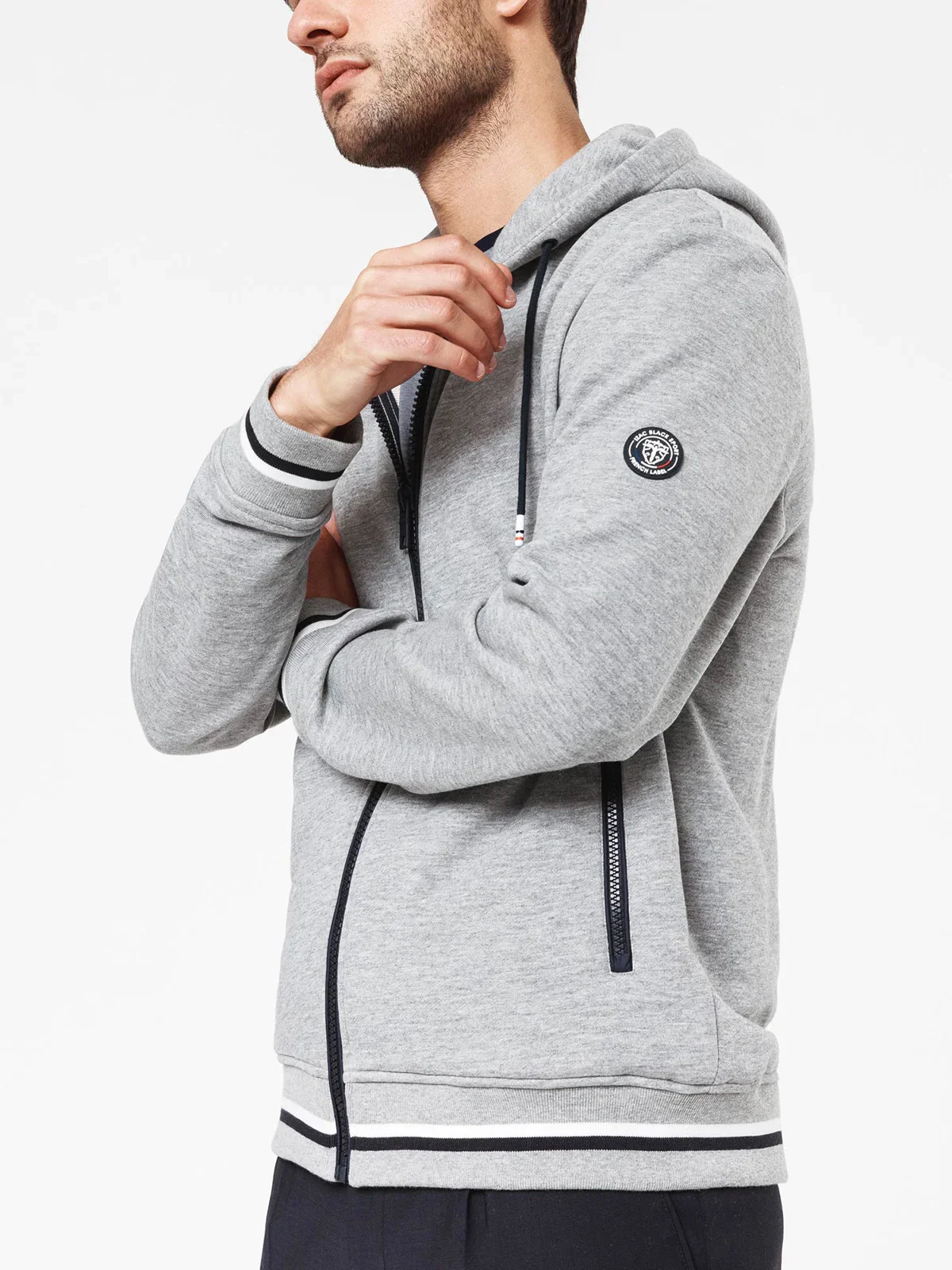 Sweat pull zippé capuche gris - Image 2