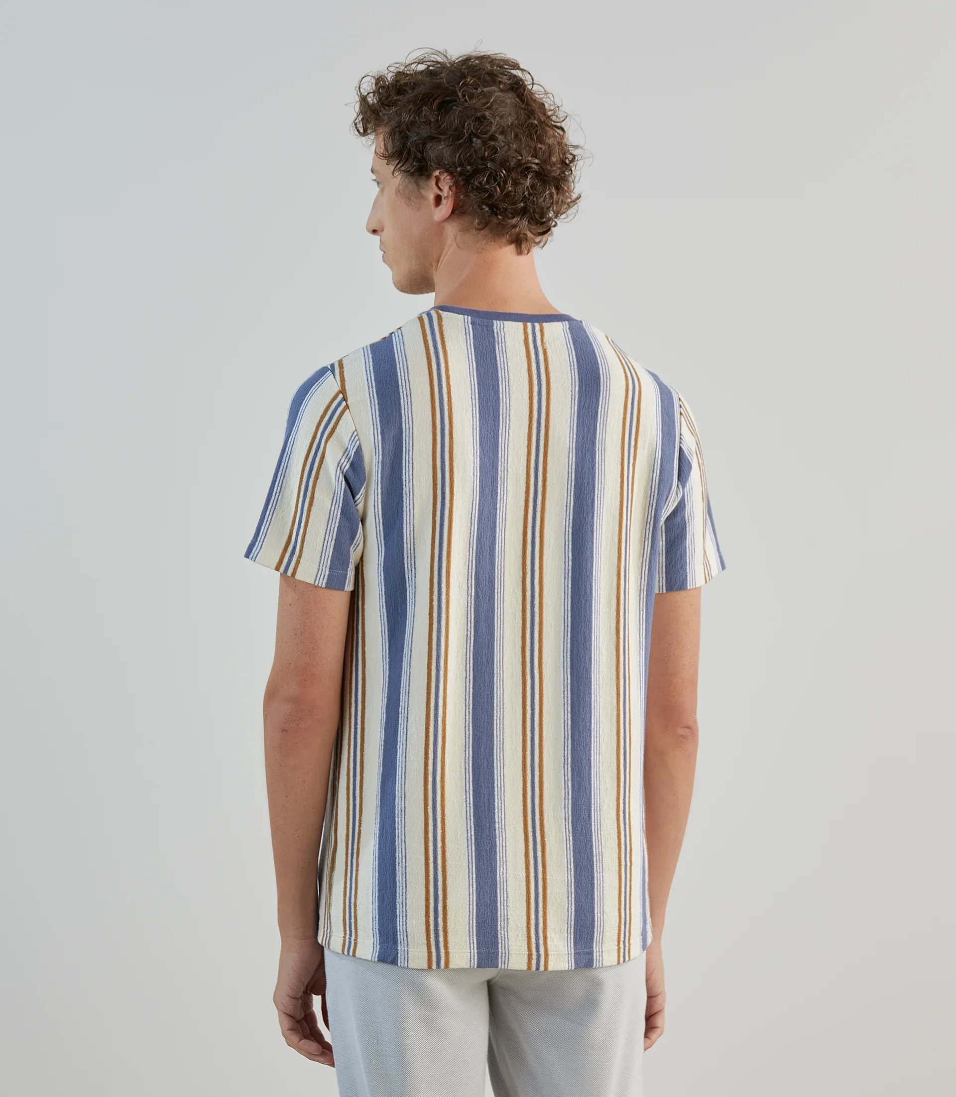 T-shirt à manches courtes rayé écru denim - Image 4