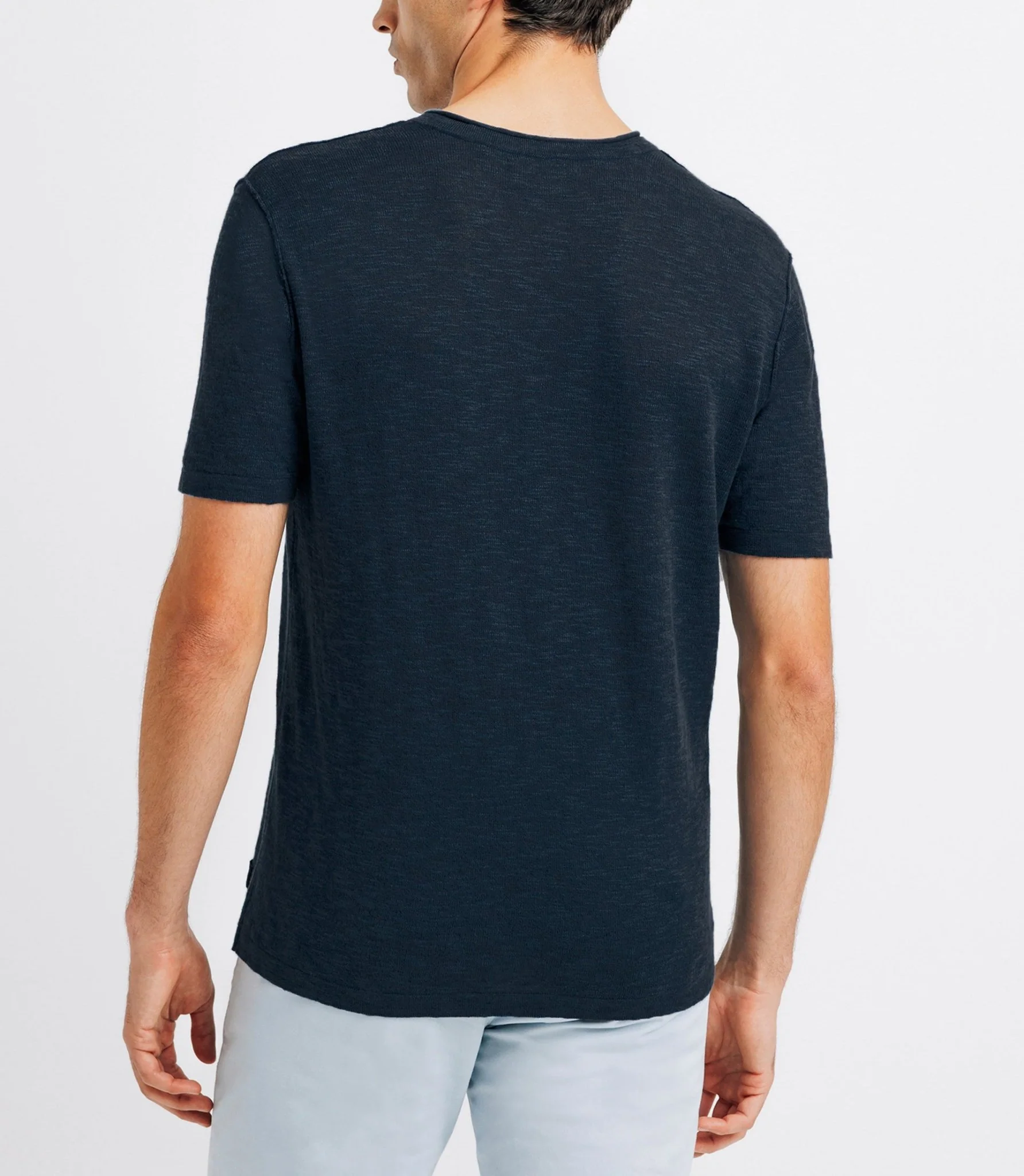 T-shirt avec lin boutonné marine - Image 3