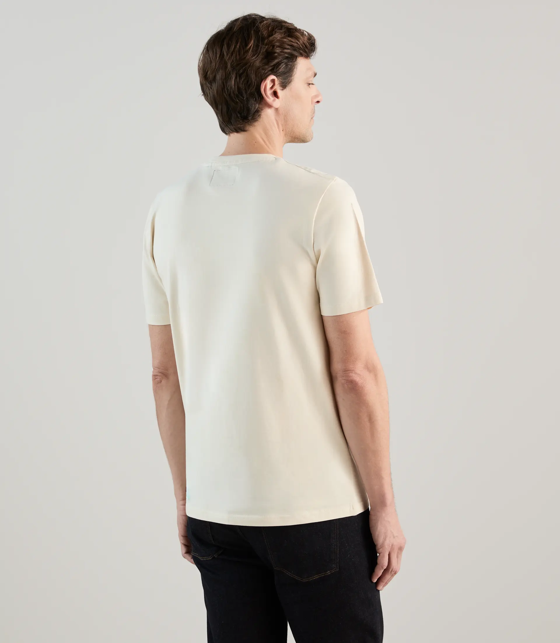 T-shirt col rond à manches courtes écru - Image 3