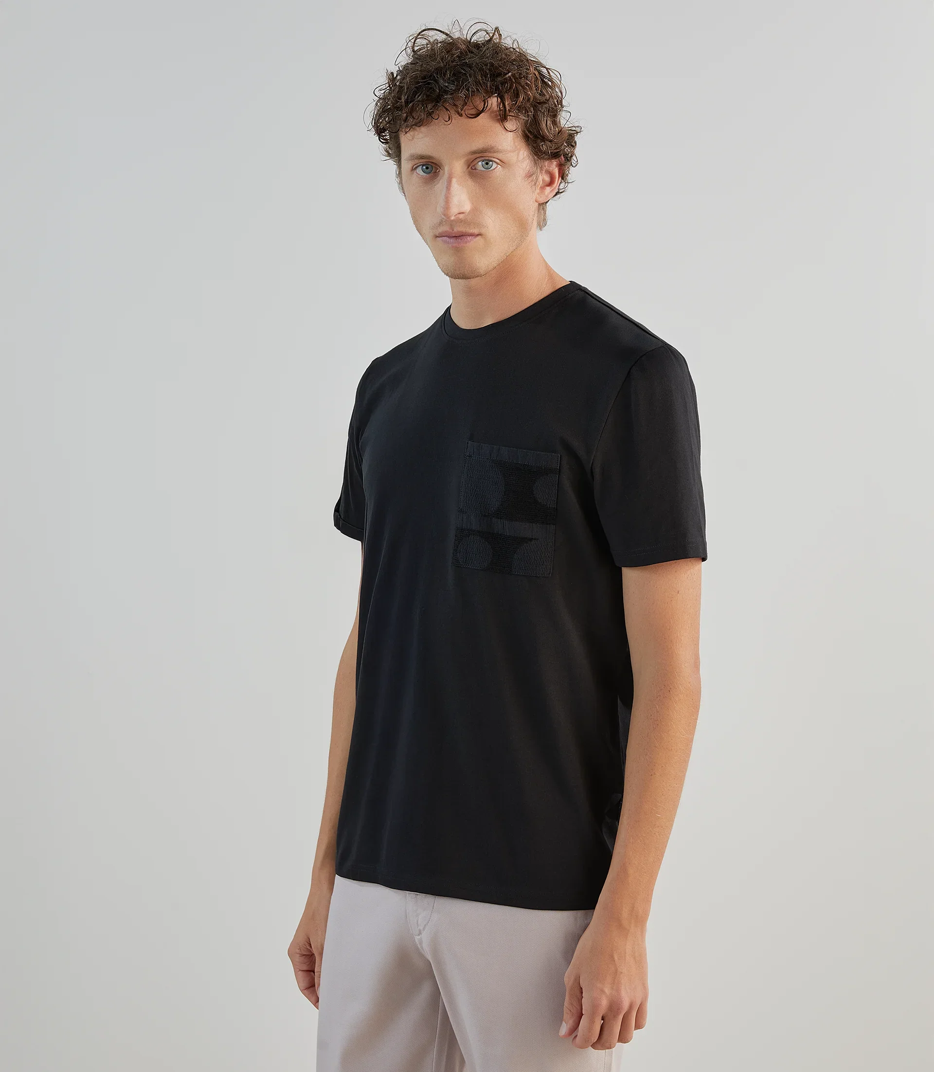 T-shirt col rond à manches courtes noir - Image 2