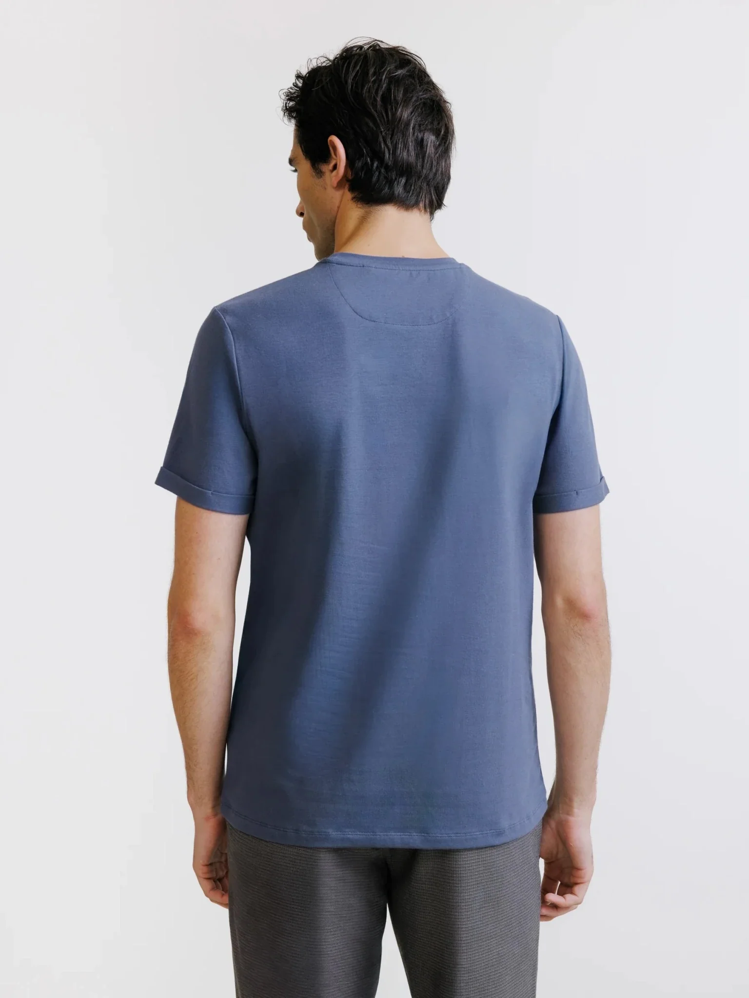 T-shirt col rond bleu gris - Image 4