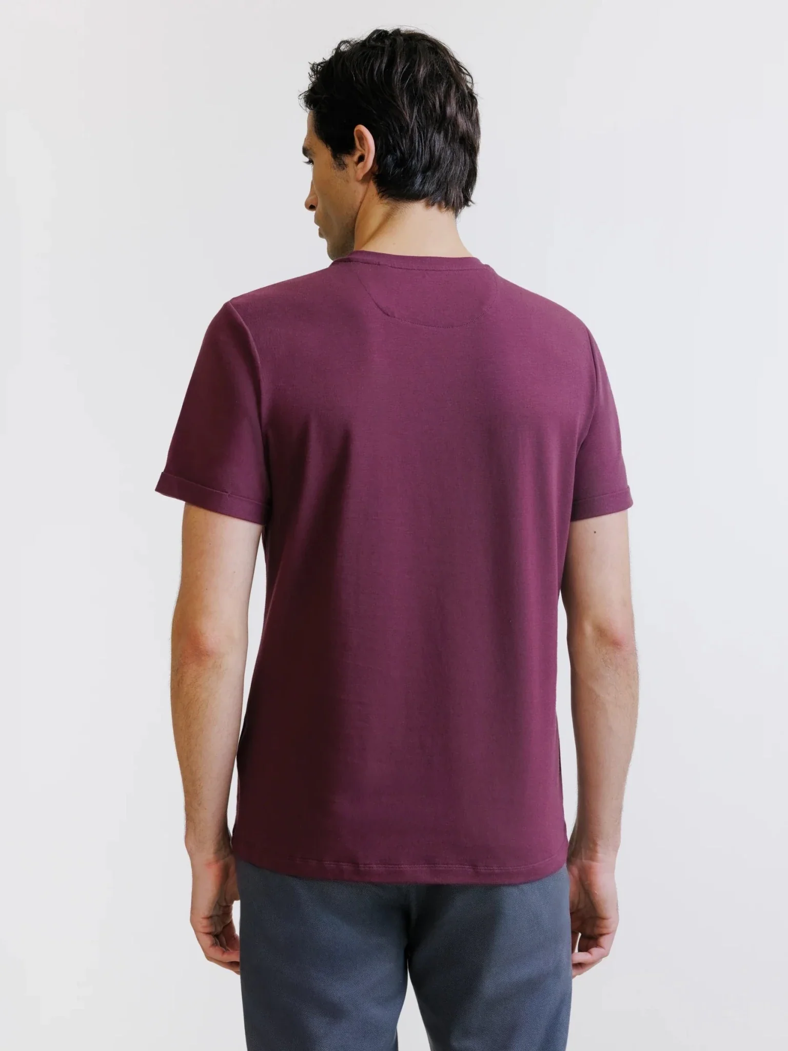 T-shirt col rond bordeaux - Image 4