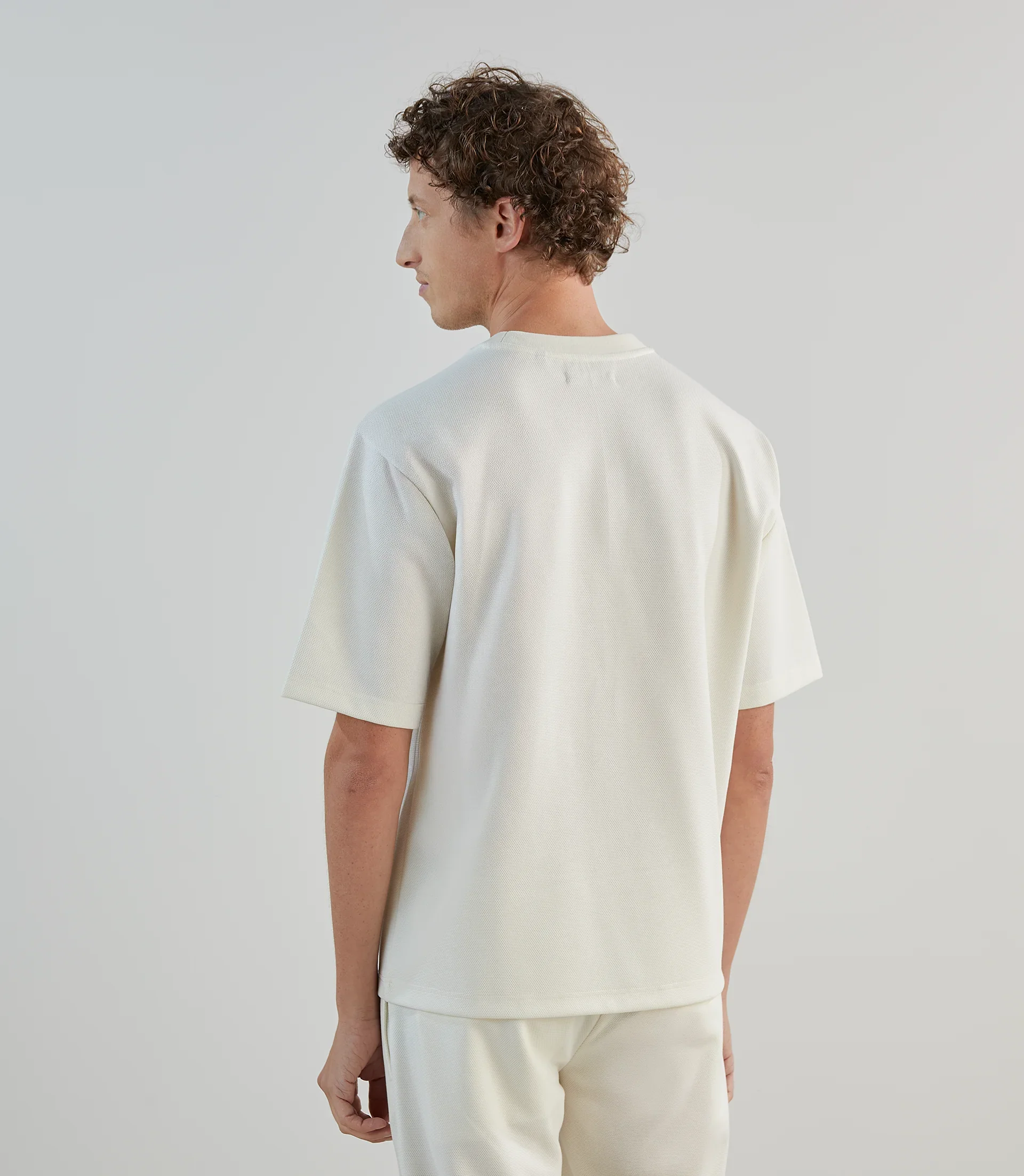 T-shirt col rond en jeu de points écru - Image 4