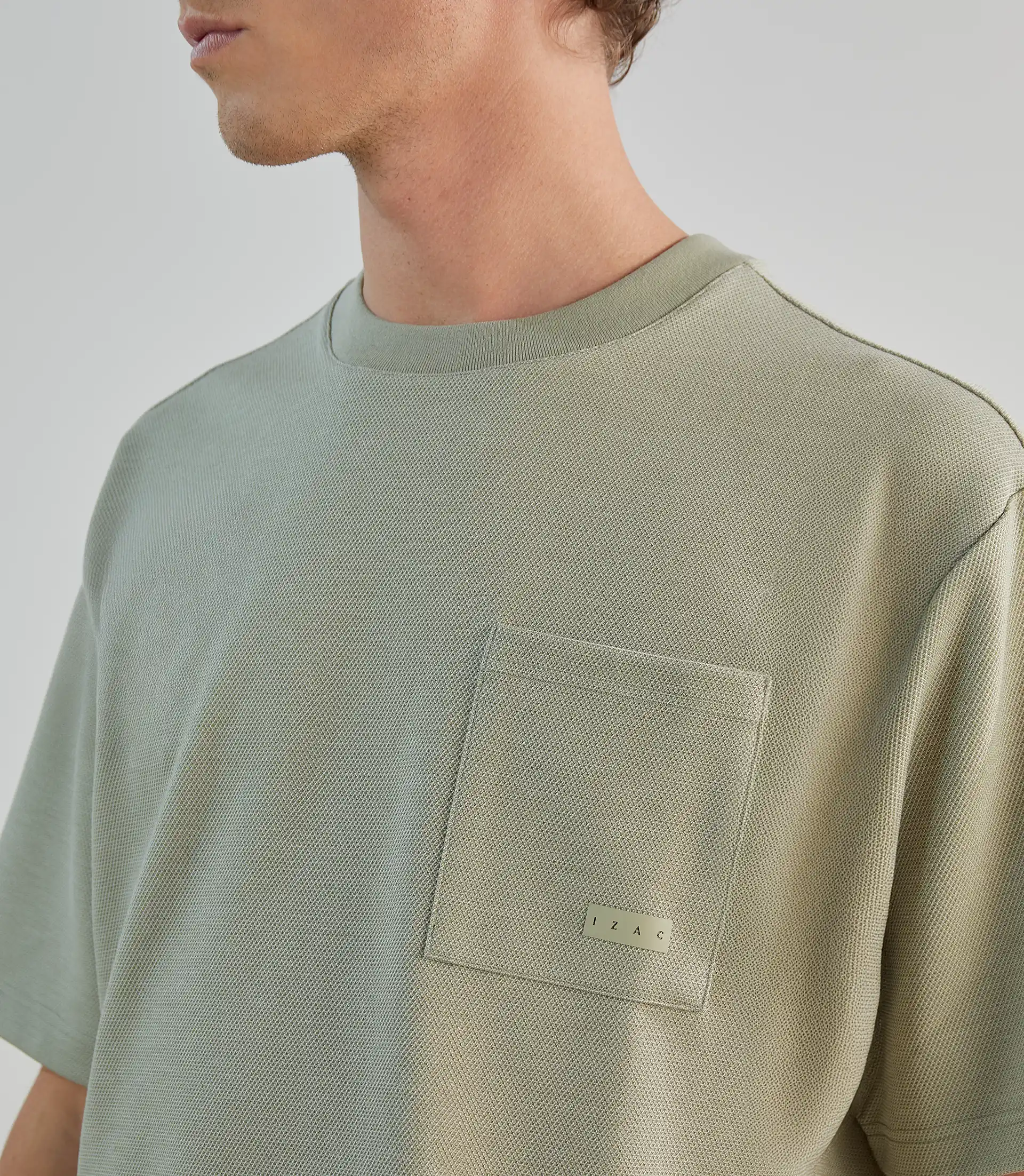 T-shirt col rond en jeu de points kaki - Image 3