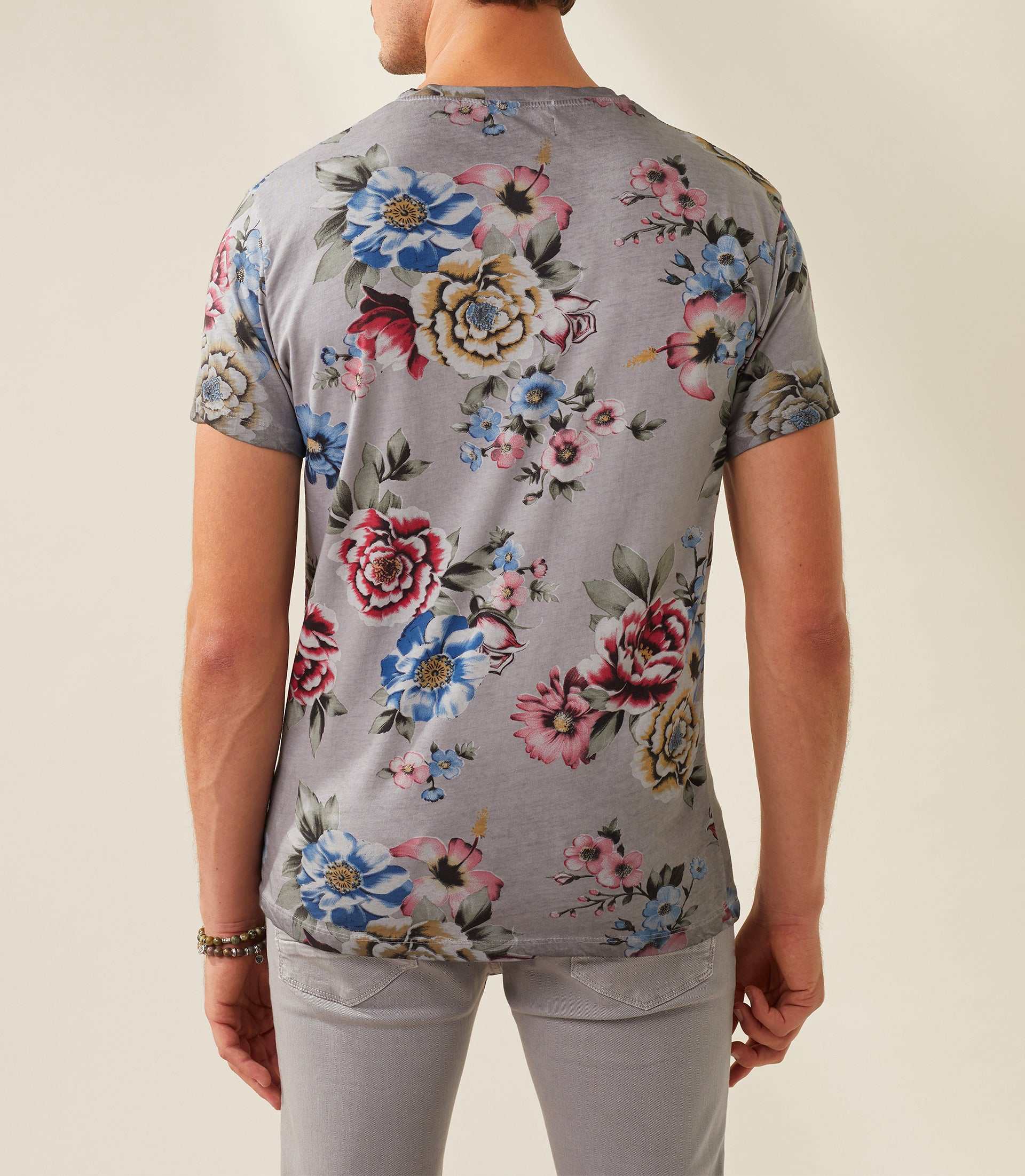 T shirt col rond imprime gris-clair "Xuta" - Image 3