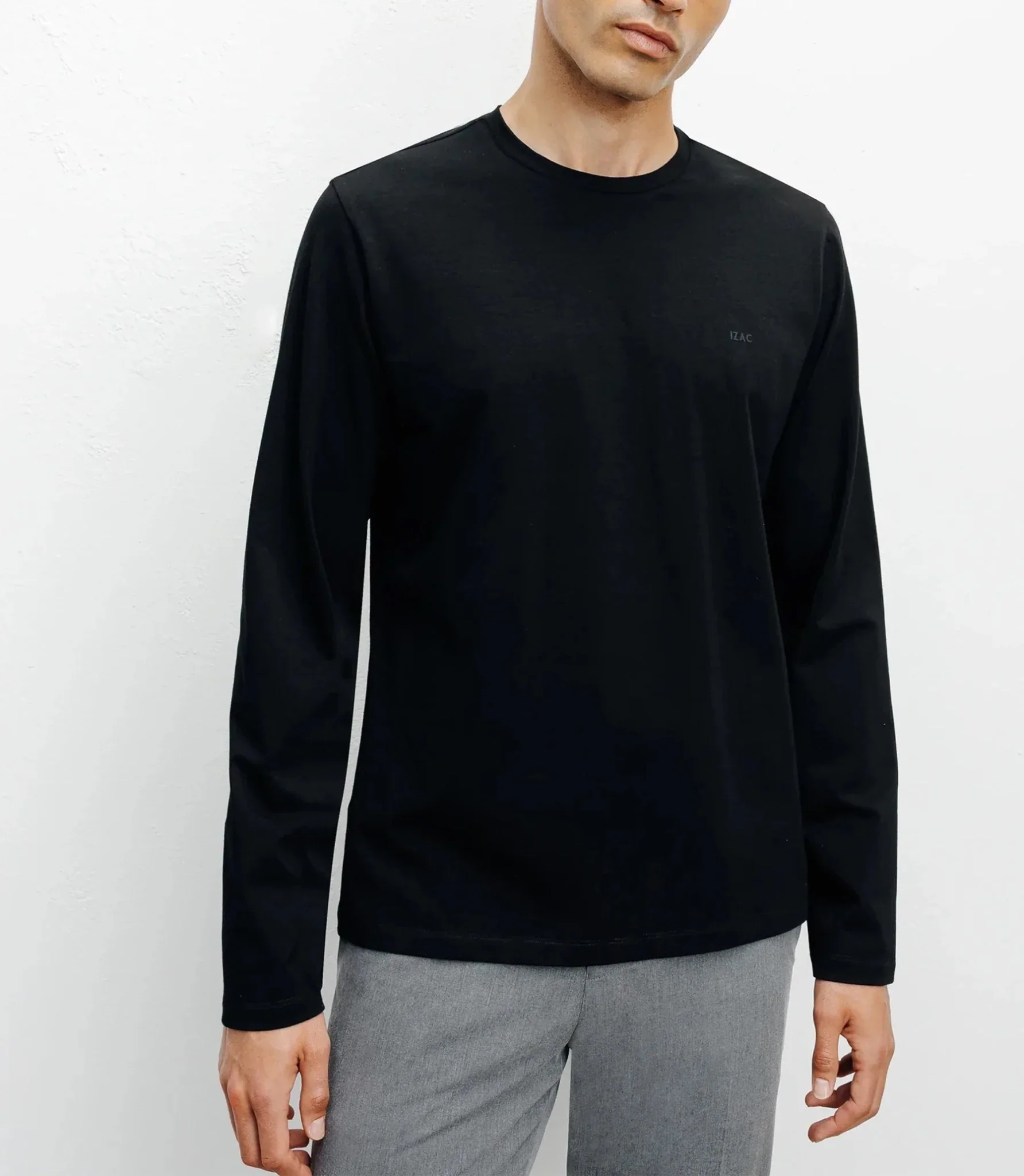 T-shirt col rond manches longues noir