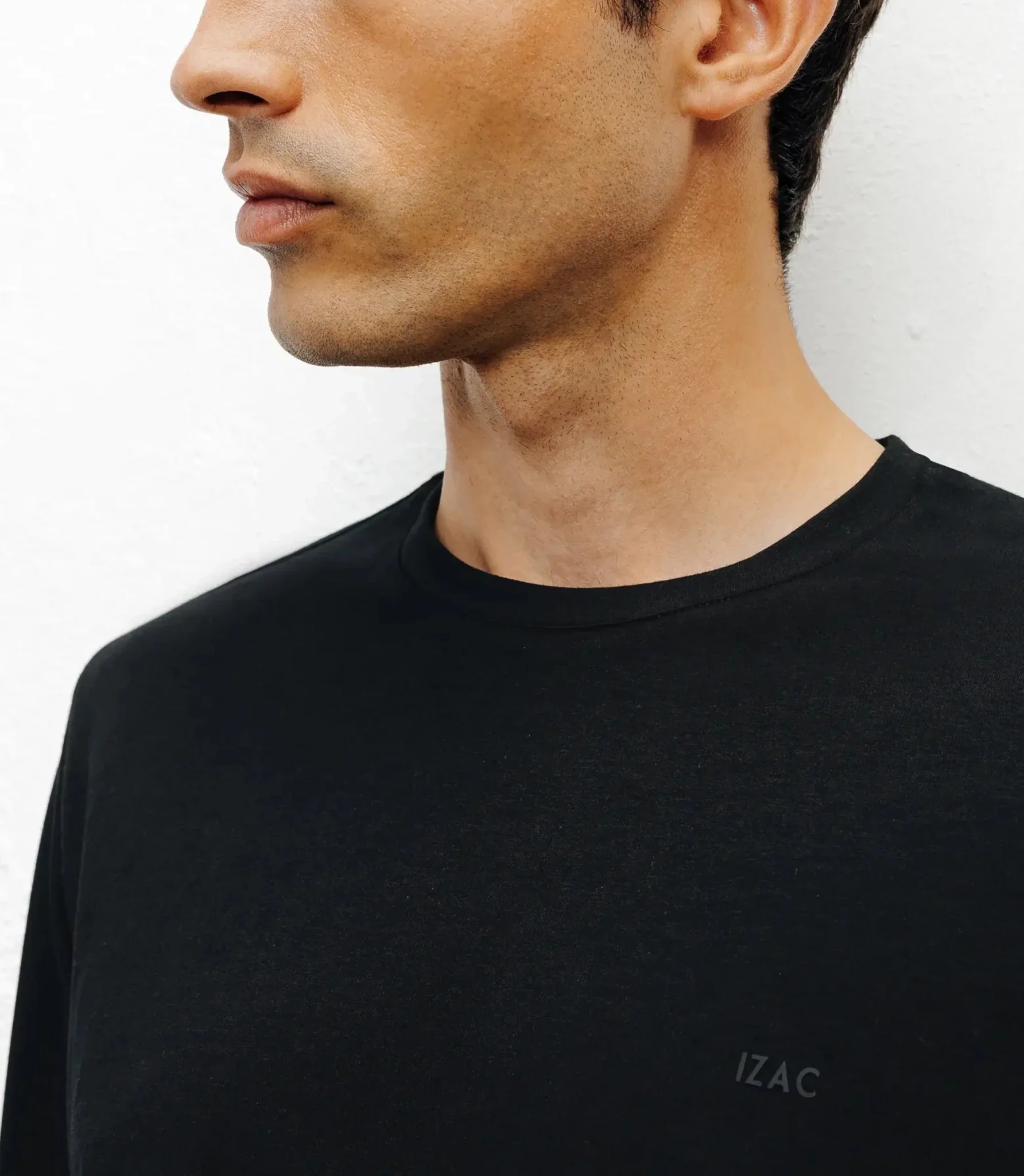 T-shirt col rond manches longues noir - Image 2